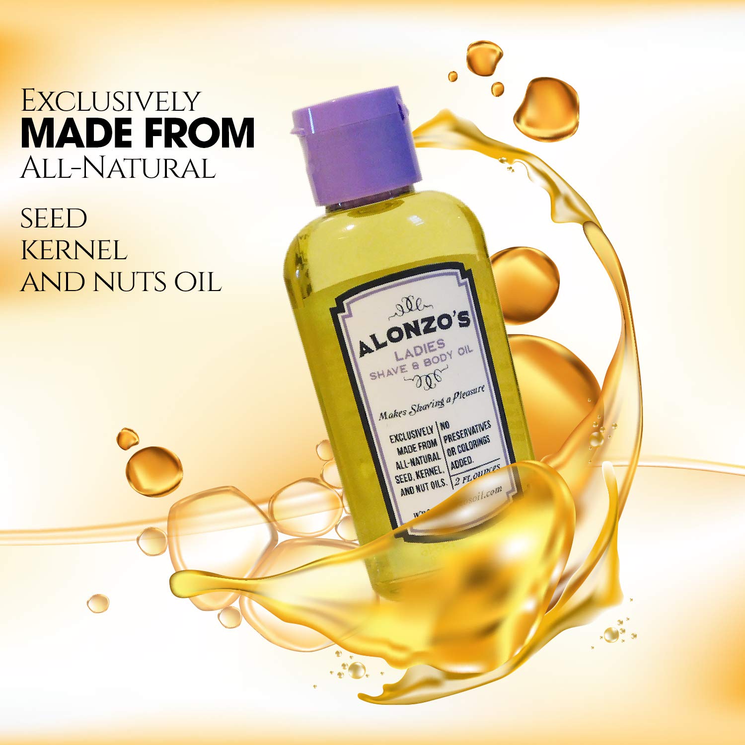 Alonzo's Sensational Shave All-Natural Shaving Oil for Women, 2 Fl Oz