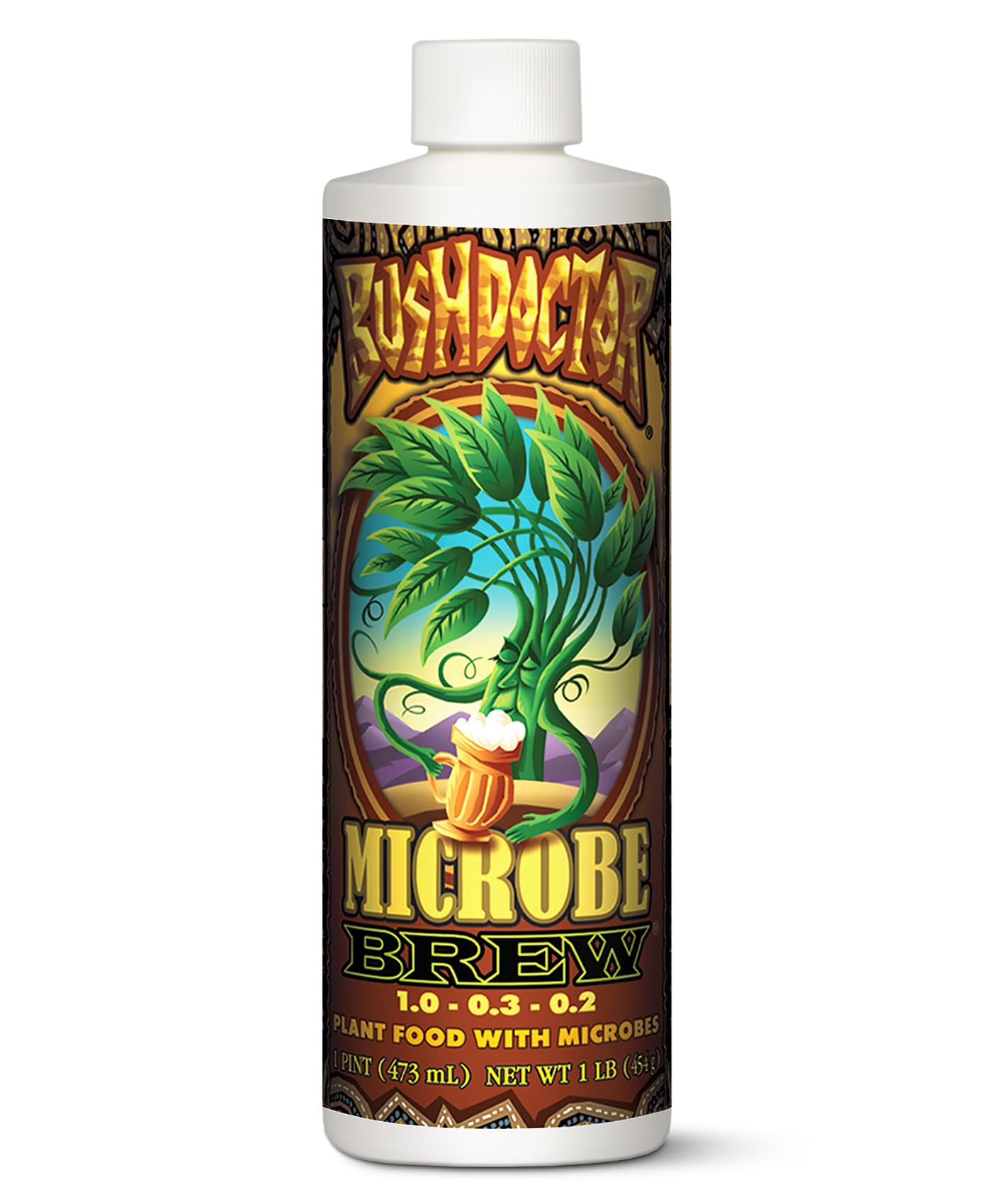 FoxFarmBushdoctor Microbe Brew - Liquid Macro & Micronutrients, Enhances Root Efficiency, Growth & Nutrient Uptake - Soil Revitalizer- NPK 1.0-0.3-0.2 (Pint)