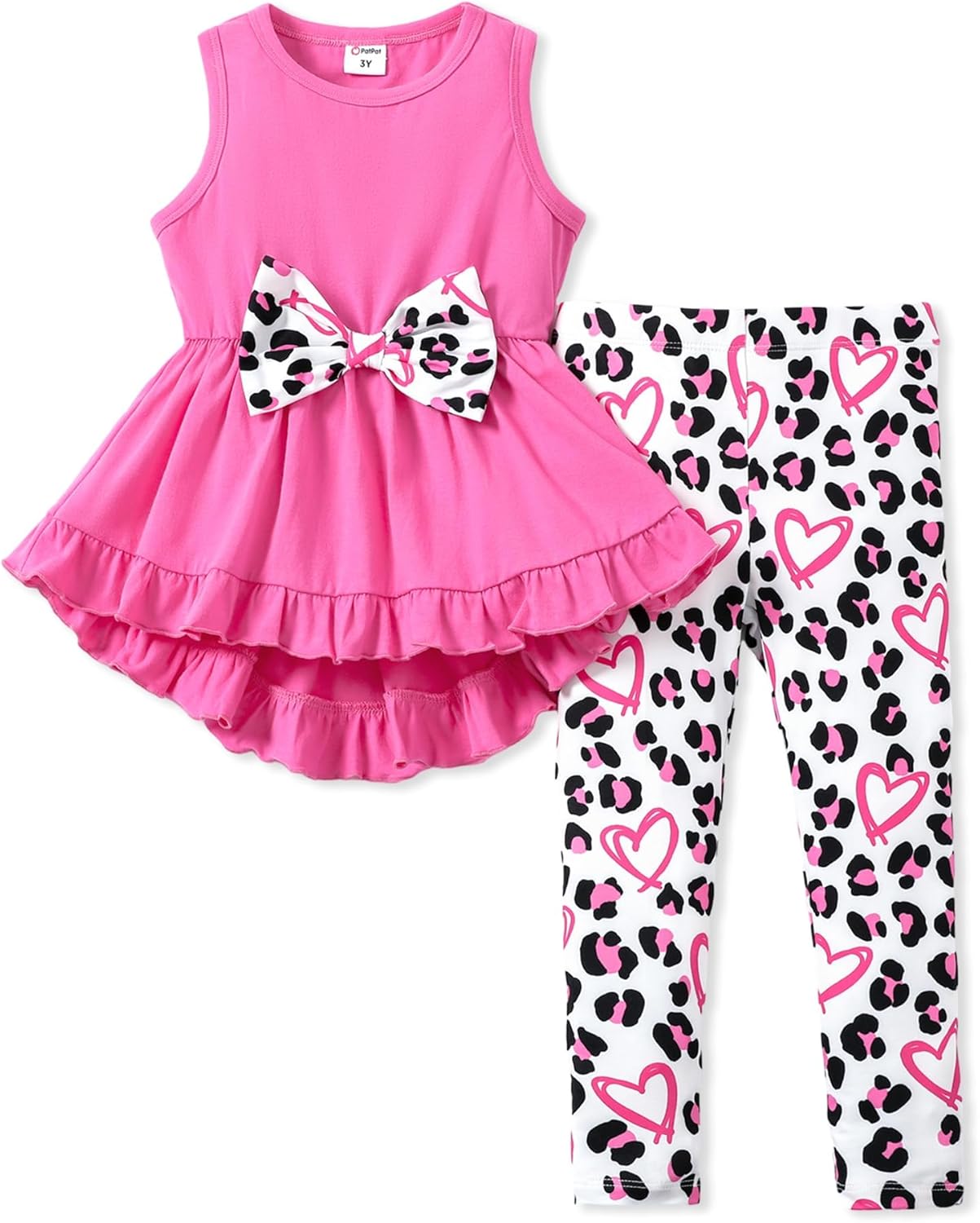PATPAT Toddler Girl 2 Piece outfits Sleeveless Ruffle Hem and Floral Pants Leggings Set for Girls