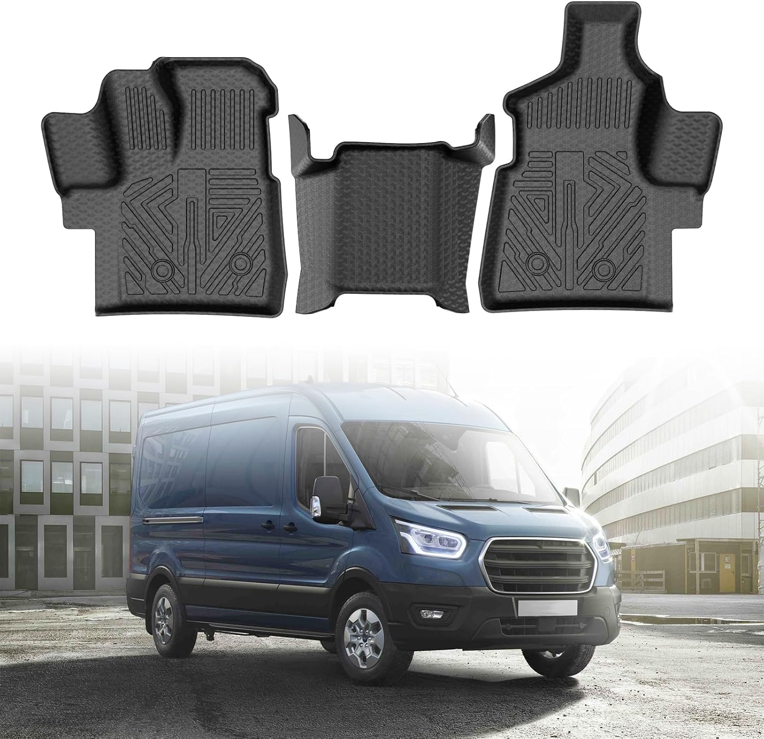 Mixsuper Transit Floor mats-Floor mat for Ford Transit 2022-2026 All Models w Vinyl Floors All Weather TPE Floor