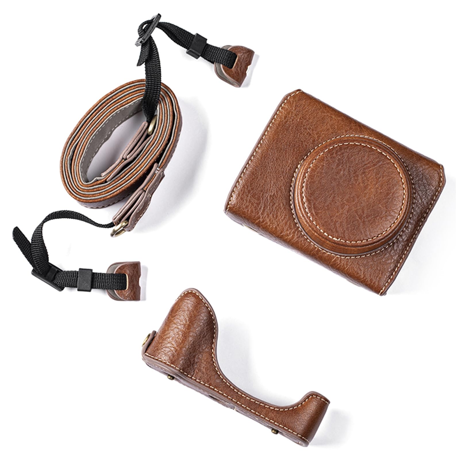 SENECESLI Custodia da Trasporto per Fotocamera G7X3, Borsa Compatta per Fotocamera con Tracolla Regolabile e Staccabile, Borsa per Fotocamera in Pelle PU (BROWN)