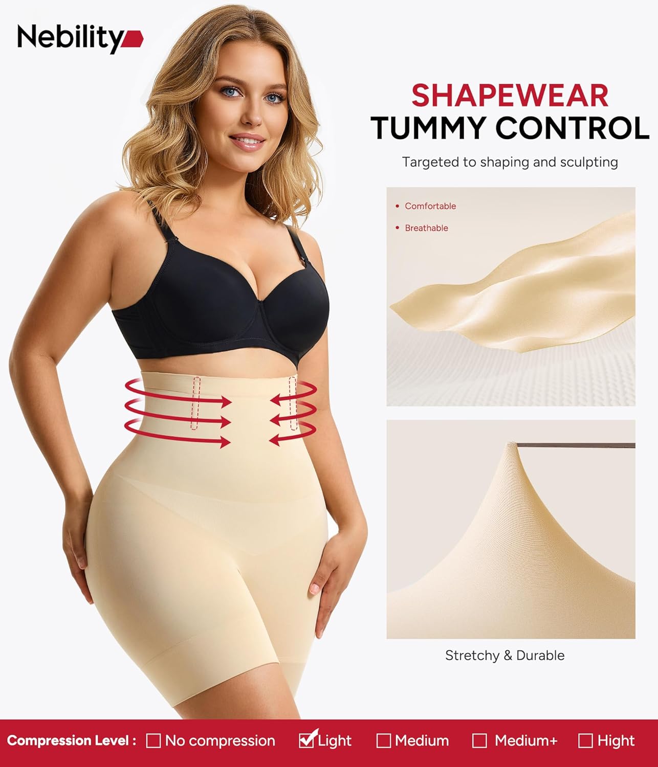 Nebility Shapewear Tummy Control Underwear for Women High Waisted Butt Lifting Panties Body Shaper Shapewear Shorts - Image 3