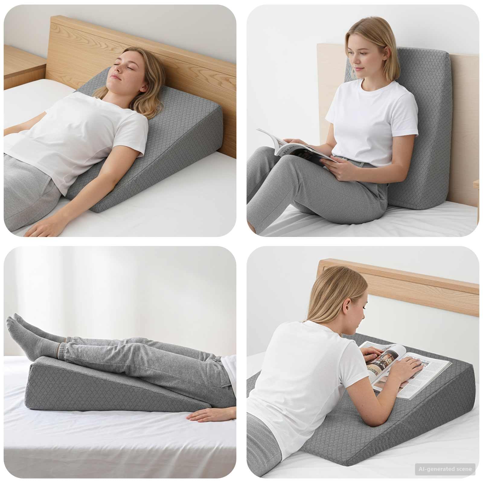 Keil - Almohada de espuma viscoelástica, 69 x 64 x 19 cm, ergonómica, con funda transpirable y lavable para dormir de espalda, de lado y boca abajo en la cama