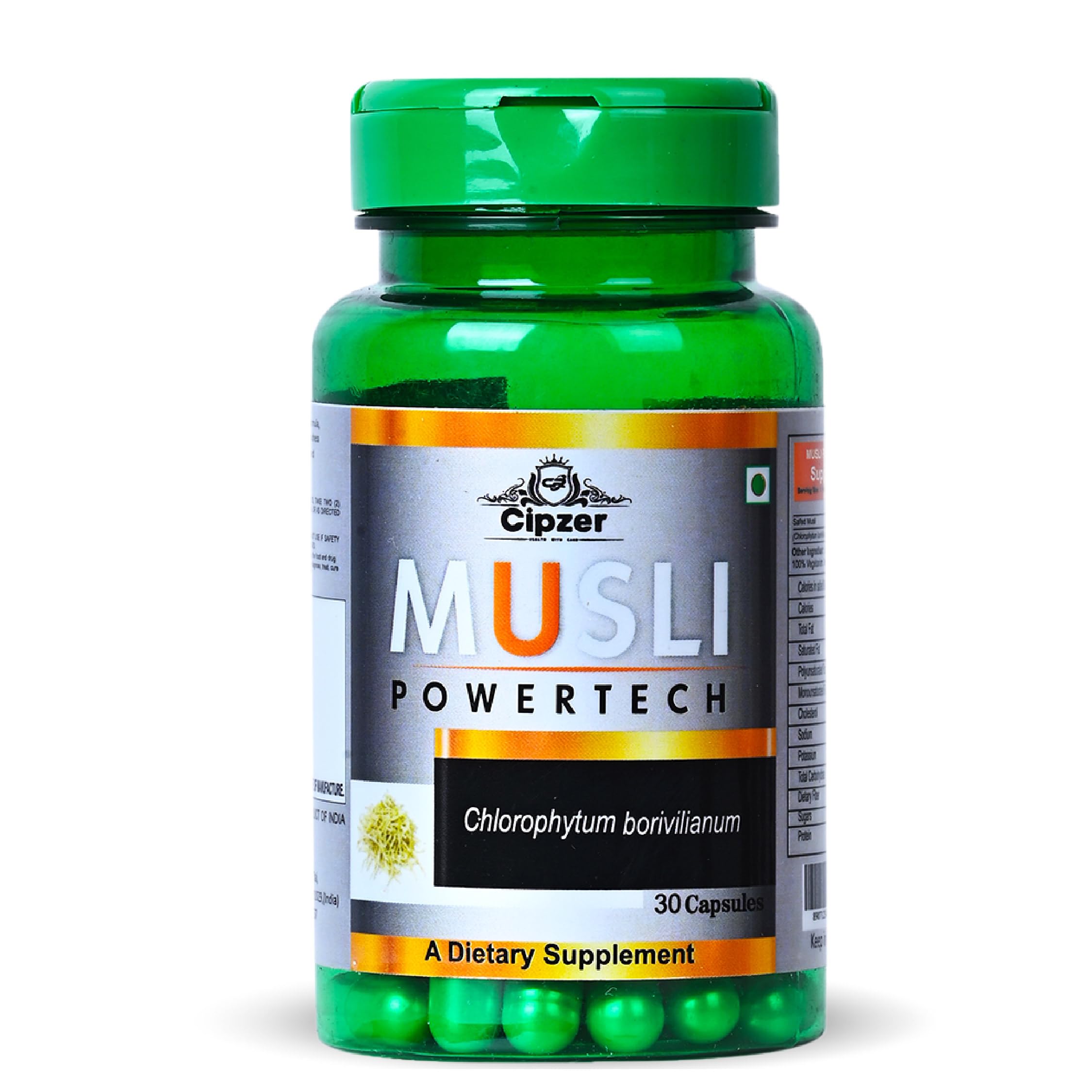 Cipzer Musli Power Tech 1000mg Supports Immunity, Improves Strength, Provides Energy Level, Enhances Sports Performance, and Promotes Healthy Bones (30 Capsule)