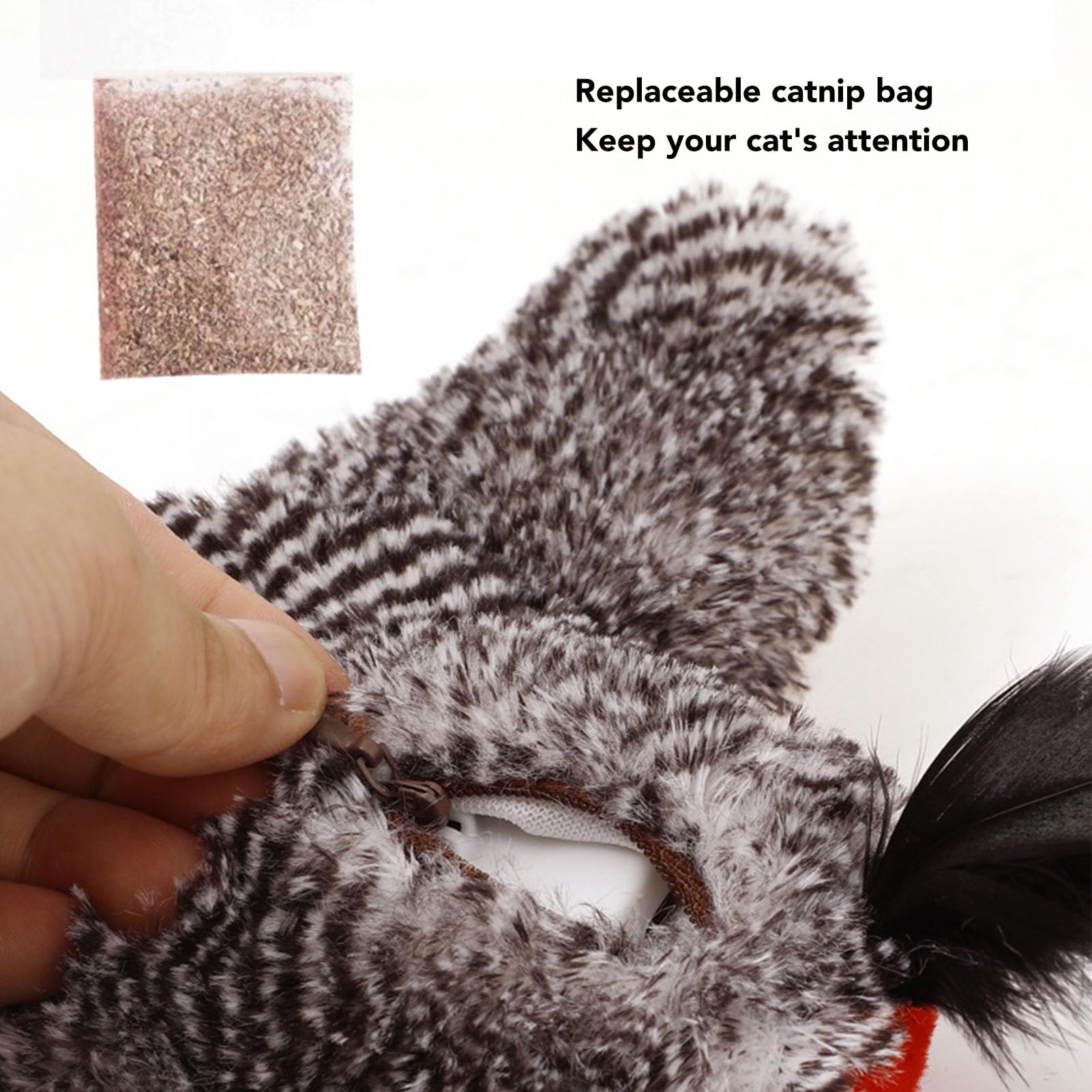 BTSEURY Pet Plush Toy, Interactive Soft Flapping Bird Squeaky Cat Electric Plush Toy for Home Indoor, Pet Electronic Plush Toy