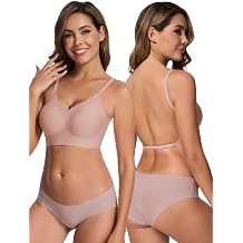 HBselect Low Back Bras for Women Deep V Seamless Bralette Wireless Backless Bra Convertible Straps Halter Bra