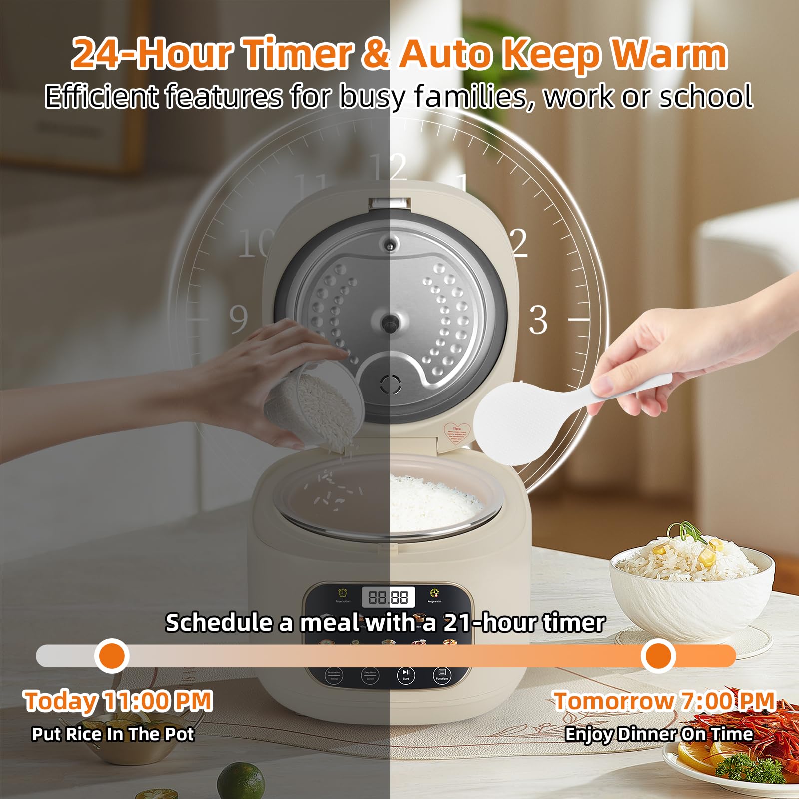 Arrocera eléctrica 3L, Bajo azúcar 10 funciones, Cocción vapor | Olla arrocera multifunción para 3-5 personas con bajo azúcar, vapor, recipiente antiadherente y cesta inox sin BPA