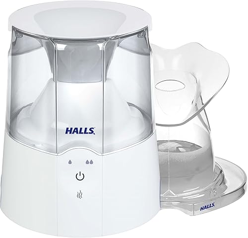 Crane x HALLS Humidificador de niebla caliente 2 en 1 e inhalador de vapor, 0.5 galones, azul y blanco