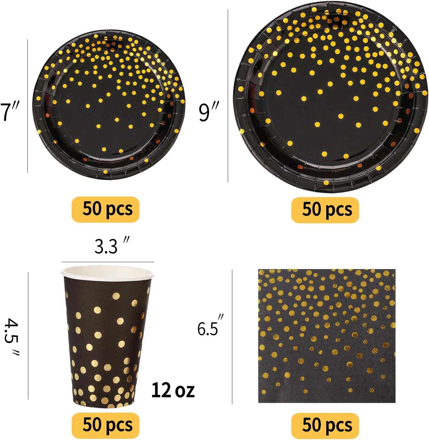 Rеvіеw Dіѕсоunt Black and Gold Party Supplies 200PCS Disposable Paper Plate Cup Napkin Set Includes 9Paper Plates, 7Paper Plates, 12oz Cups and Napkins, for Graduation, Birthday and Cocktail Party, Serves 50 Flаѕh Dеаlѕ - 50% оƒƒ Black and Gold Party Supplies 200PCS Disposable Paper Plate Cup Napkin Set Includes 9Paper Plates, 7Paper Plates, 12oz Cups and Napkins, for Graduation, Birthday and Cocktail Party, Serves 50