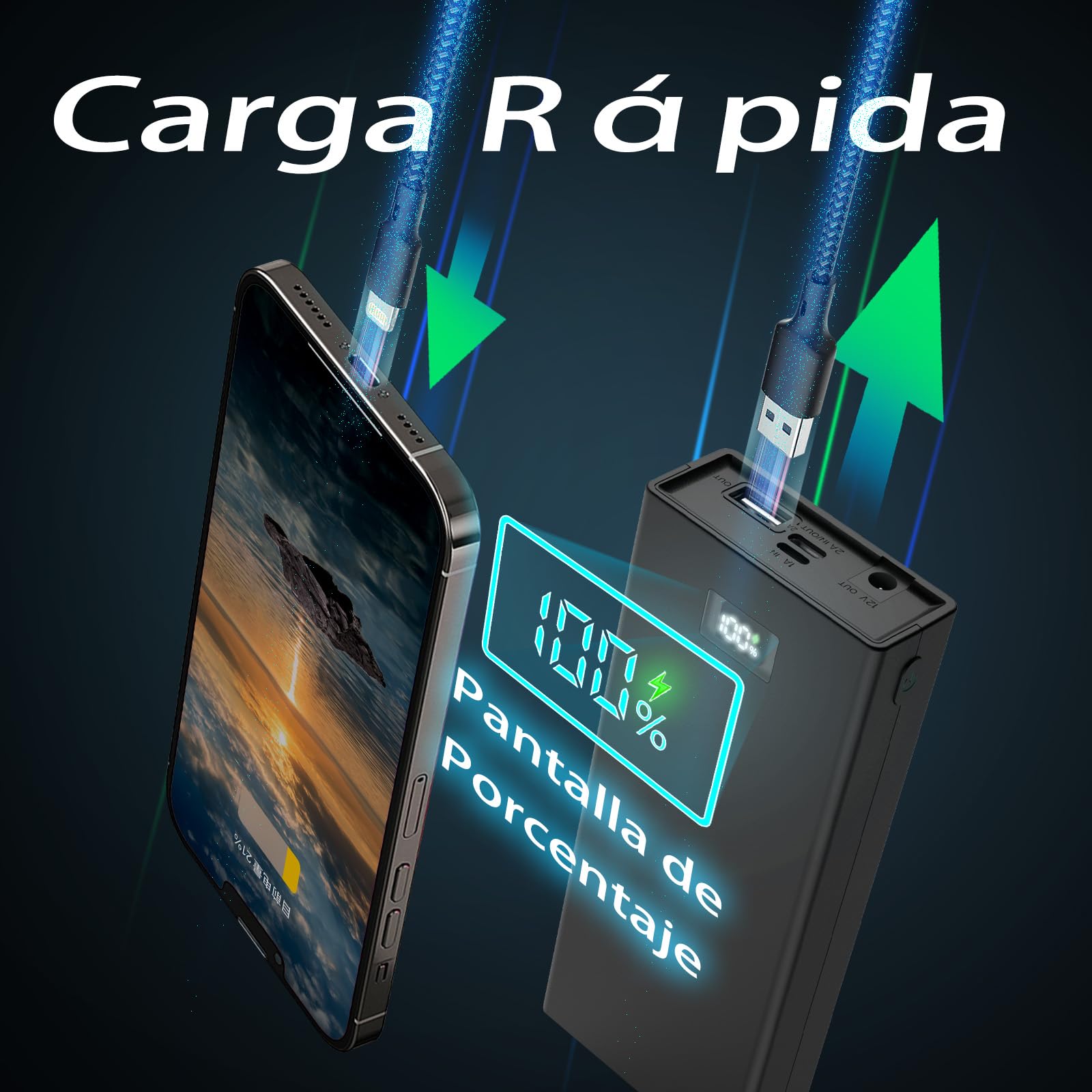 20000mAh Portátil DC 12V Recargable batería de Iones de Litio Salida USB batería Externa Banco de energía para Tira de LED, CCTV cámara teléfono de Carga (20000 mAh)