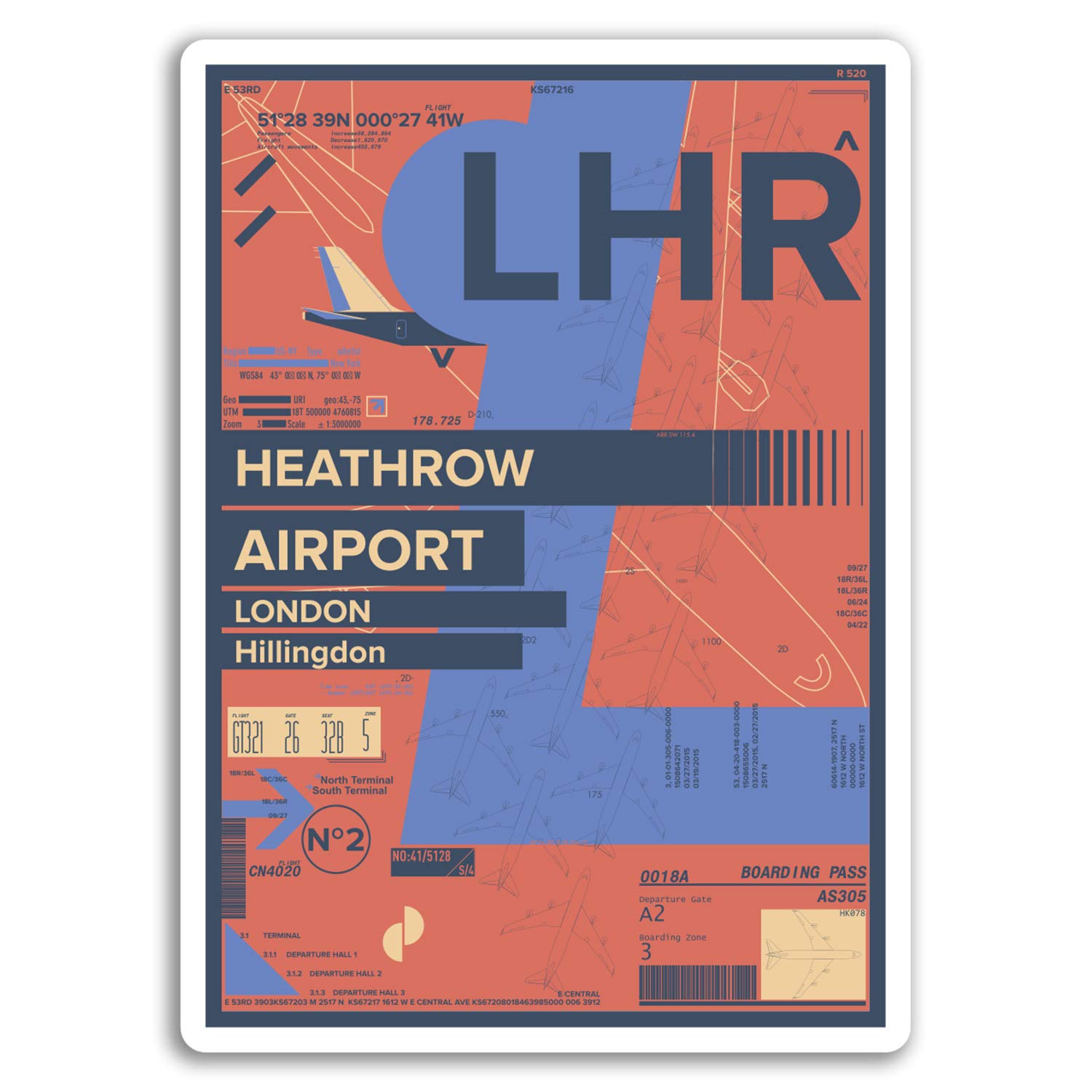 Destinationvinyl Multi 2 X 10Cm Heathrow Airport Vinyl Stickers - London England Travel Sticker #17431 (10Cm Tall)