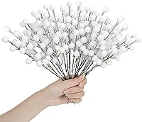 Vista 8 de 24 piezas de ramas artificiales con bayas, ramas con nieve artificial, tallos de bayas de acebo escarchadas, ramas de invierno para rellenos