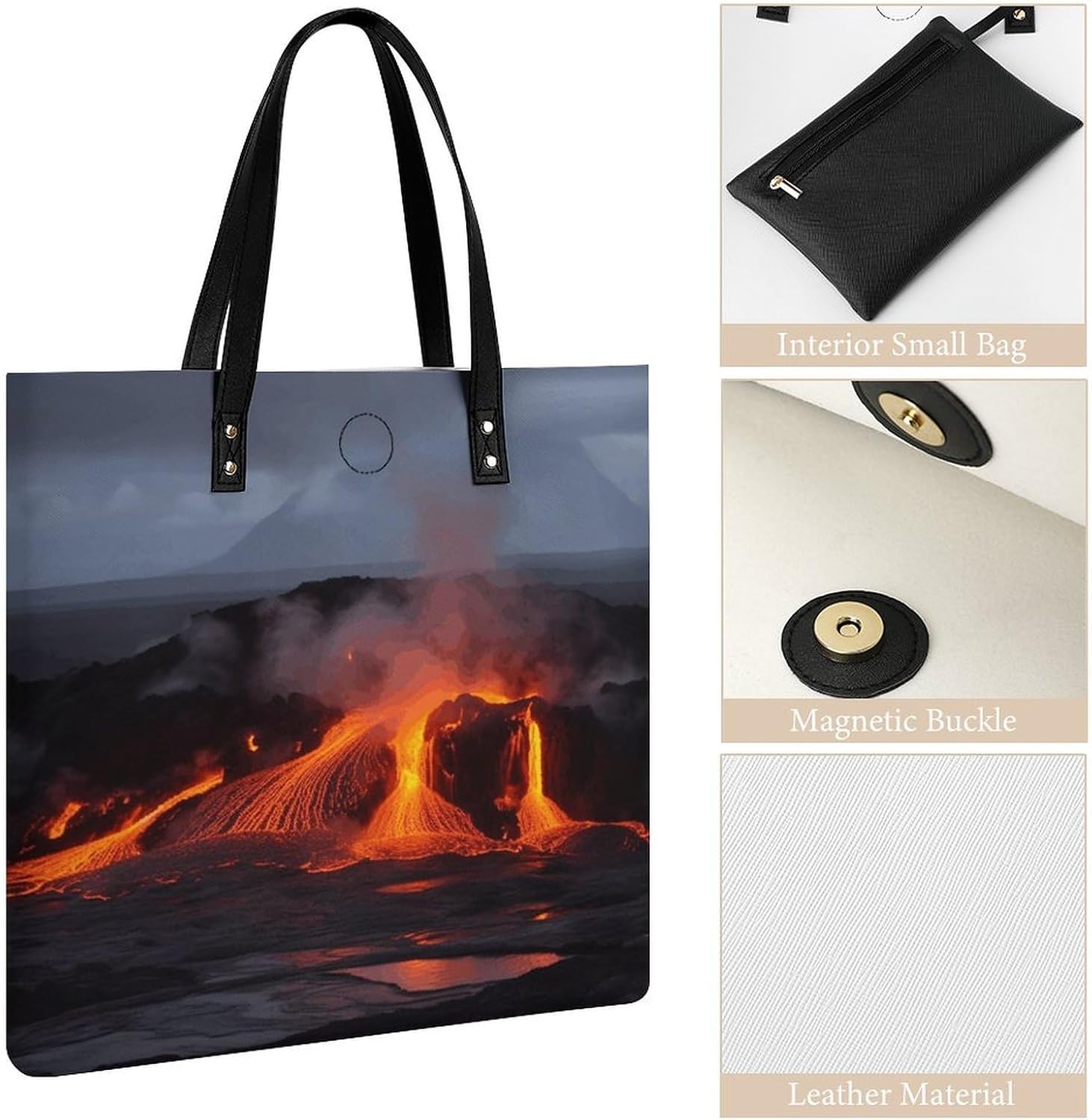 Handbags, Kilauea Volcano Printed Handbags,fashion Handbags,travel Handbags,computer Handbags,cute Shoulder Bags