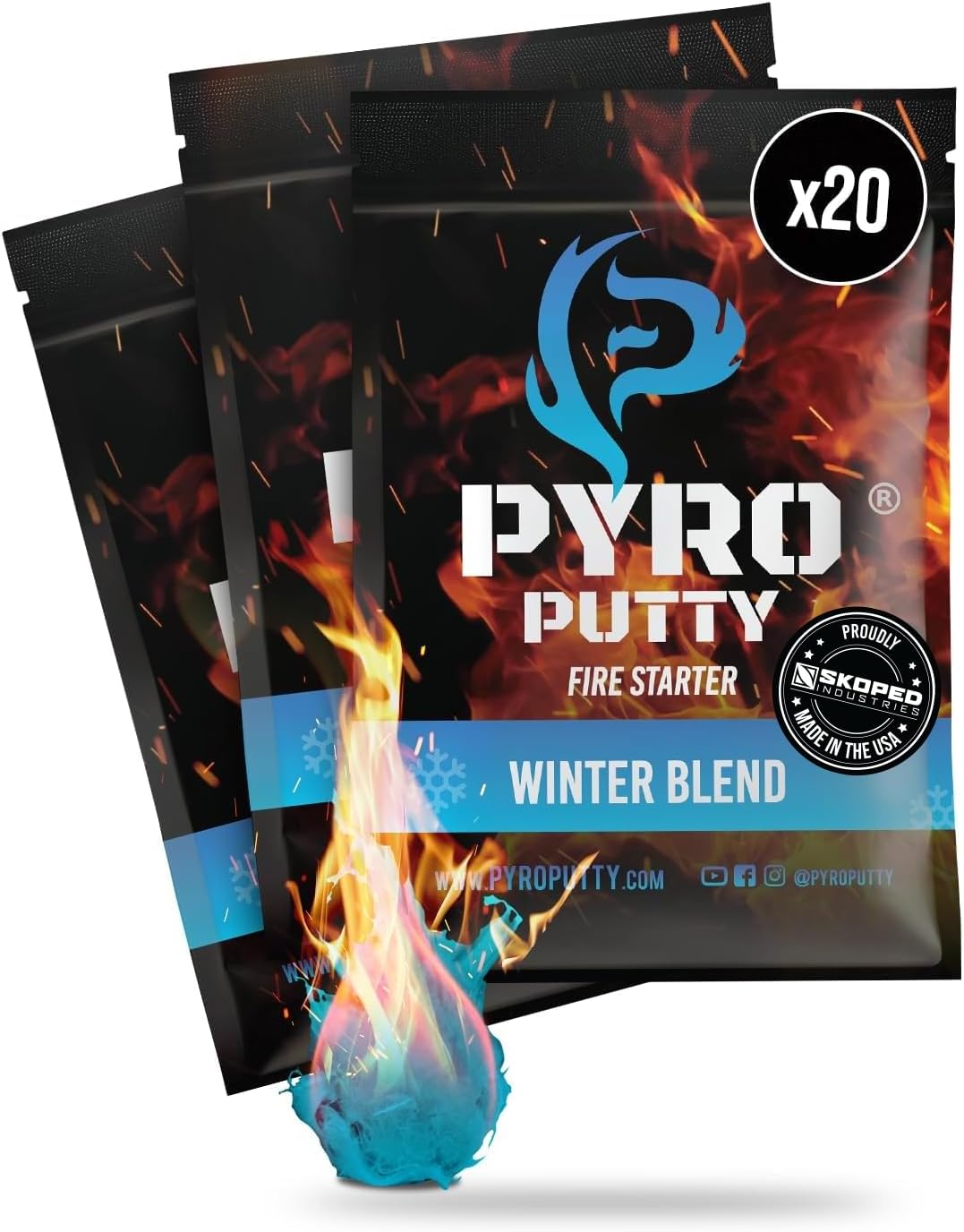 - Pyro Putty: Single Use Waterproof Survival Fire Starter, 20 or 50 ct Foil Packs, Easy Tear, Easy Ignite, Fire Starters for Campfires
