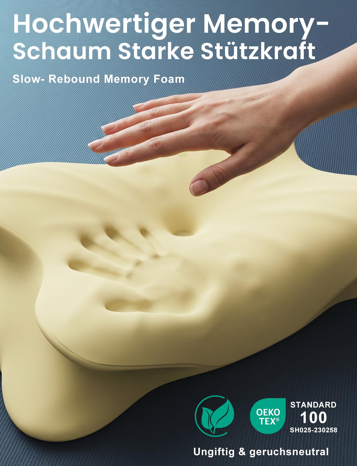 Nackenkissen, Nackenstützkissen, Memory Foam Kissen, Seitenschläferkissen, Schmetterlingskissen, Ergonomisches Kopfkissen, für Rücken-, Seiten- und Bauchschläfer, Abnehmbarer Bezug