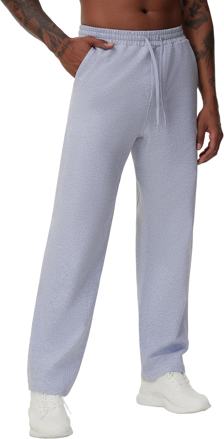 THE GYM PEOPLE Men's Baggy Sweatpants Lightweight Lounge Open Bottom Athletic Workout Pants with Pockets - Image 3