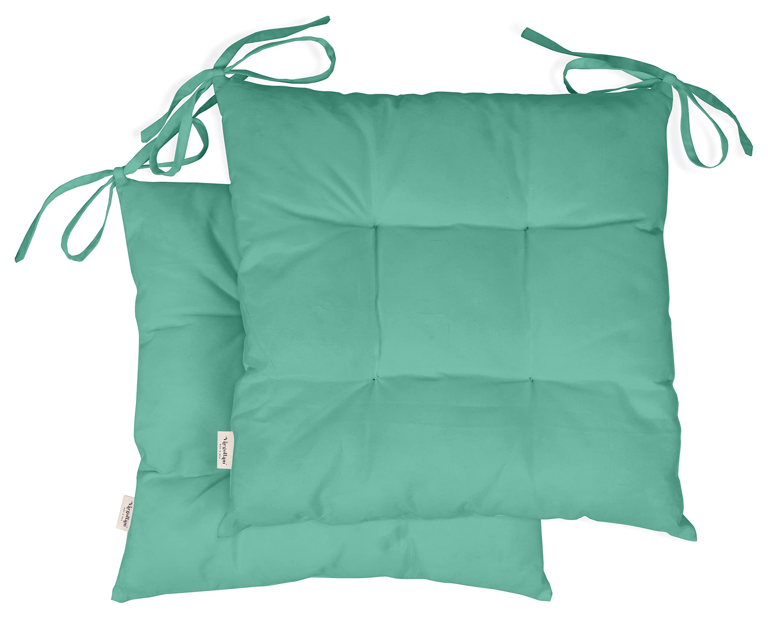 Vargottam Indoor/Outdoor Tufted Square Seat Patio Cushion Set Of 2 Water Resistant Patio Furniture Seat Cushion 19 inches (Aquamarine)