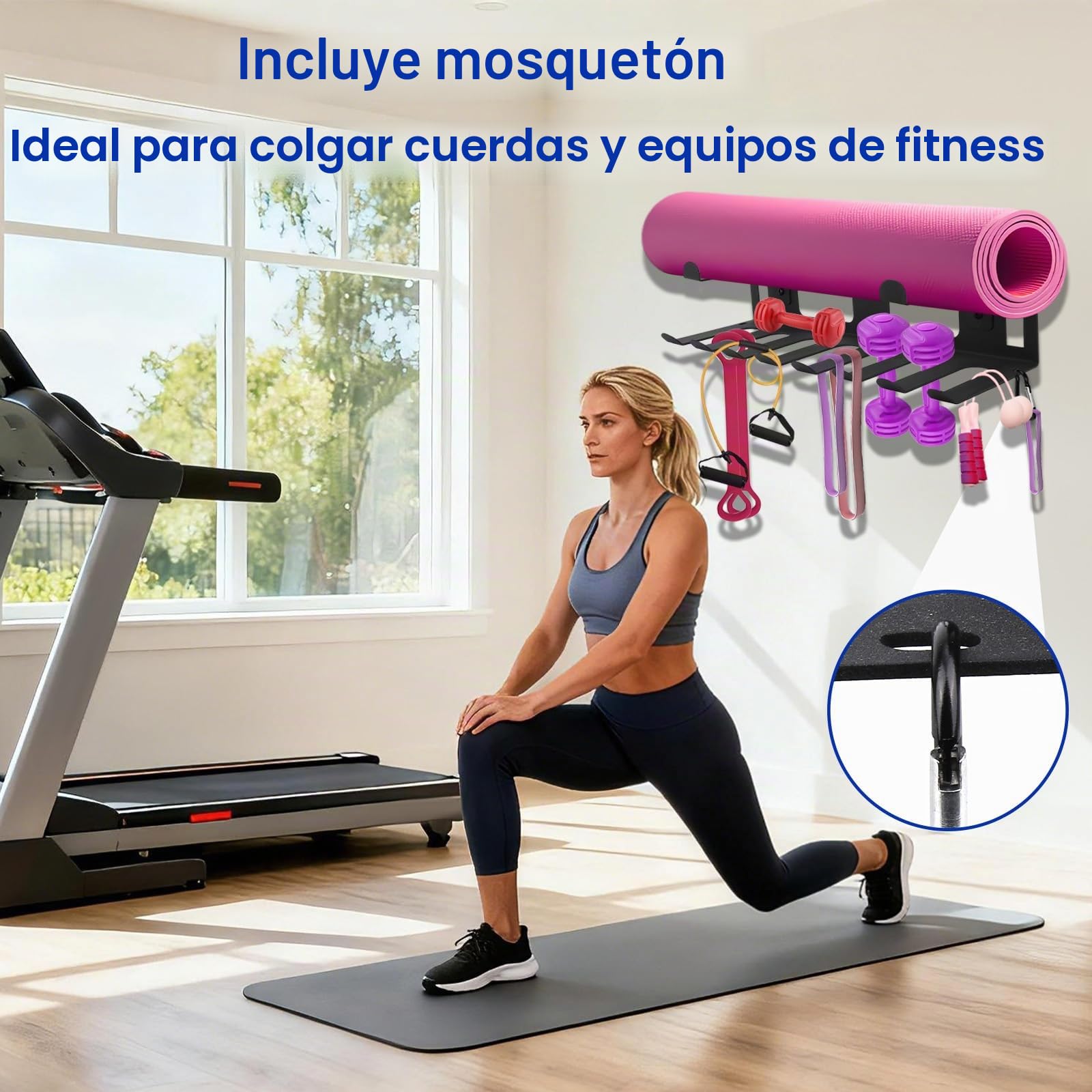Estante Multiusos para Equipos Gimnasio, Organizador Acero Inoxidable Montaje Pared con Tornillos Accesorios para Gimnasio Casa Como Rodillos Espuma Bandas Resistencia y Esterillas Yoga (Negro)