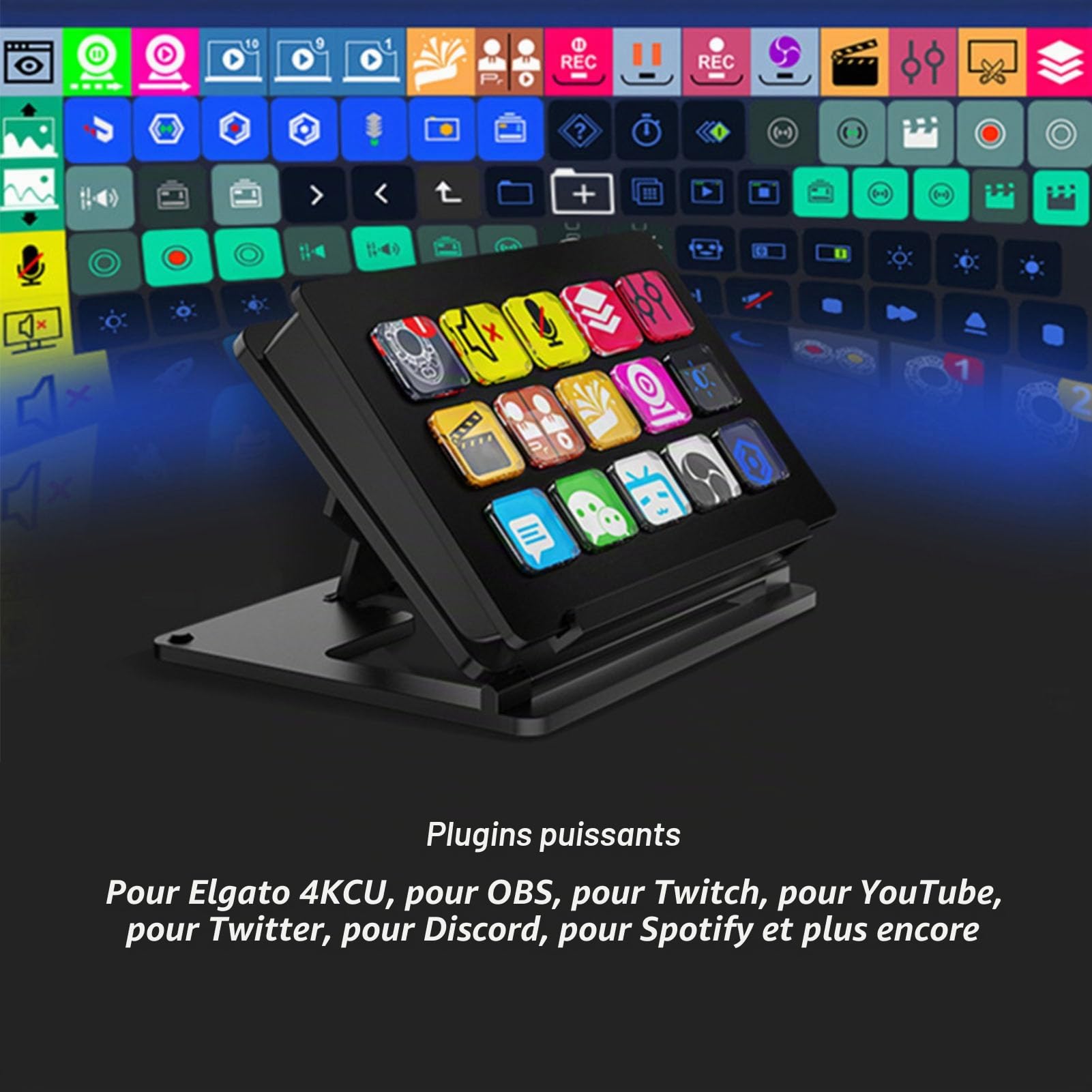 Clavier LCD personnalisé, Contrôleur de Studio, 15 Touches Macro pour Déclencher des Actions dans Les Applications et Logiciels, pour PC, pour Twitch, pour Youtube