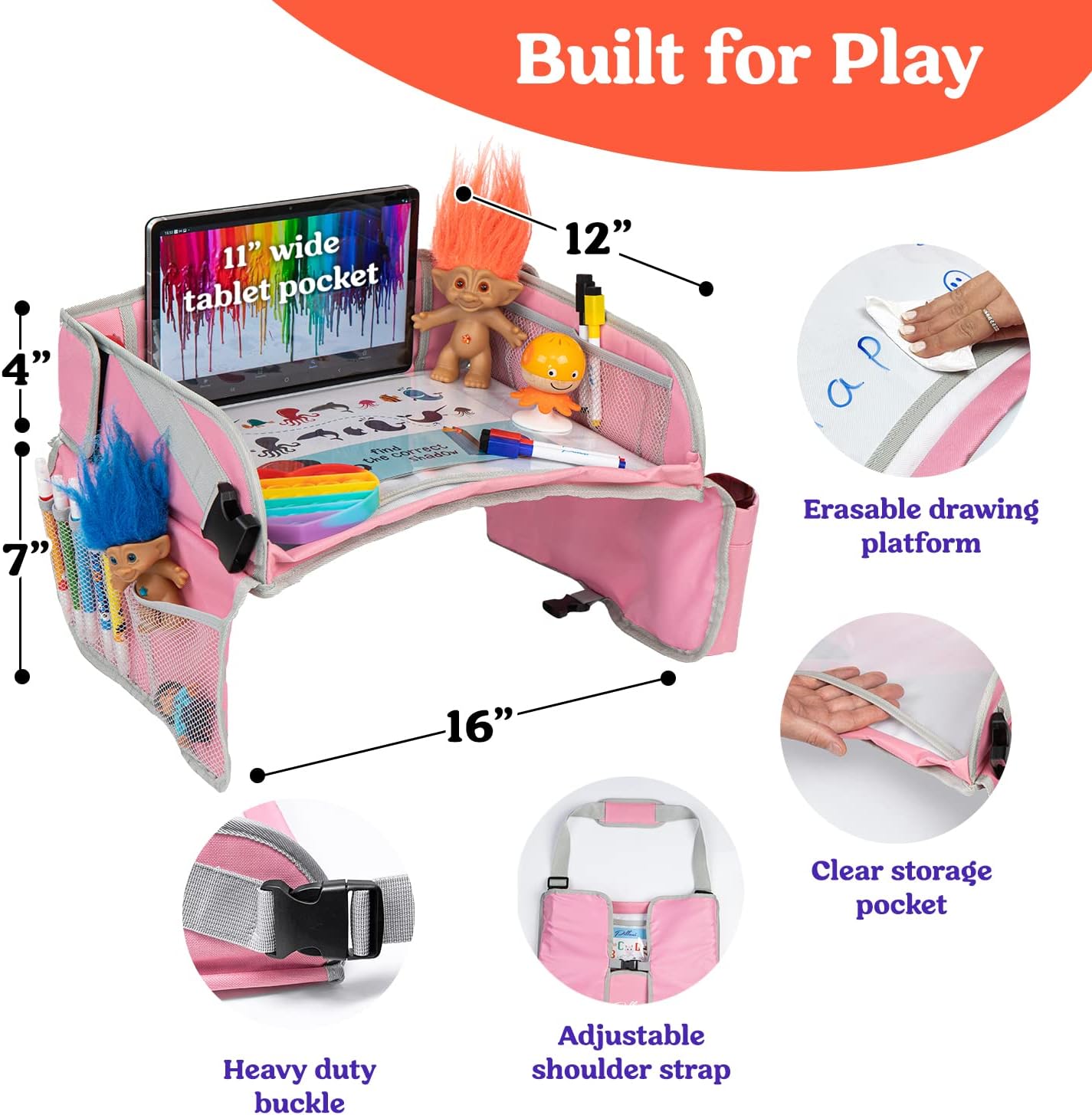 Baby Girls Bundle: Kids Travel Tray & Shopping Cart Cover