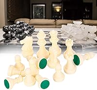 Vista 4 de EVTSCAN Juego de ajedrez de plástico Juego de ajedrez internacional Juego completo de ajedrez negro y blanco (King (grande) 3.031 in)