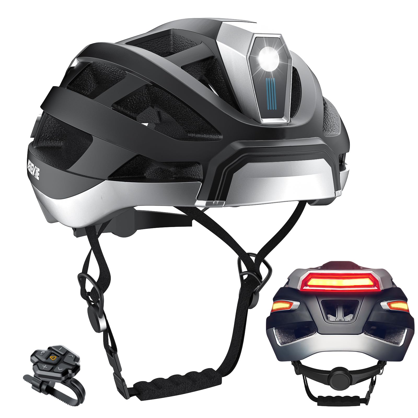 Fahrrad Smart Cycling Helm mit Bluetooth Kopfhörer, Scheinwerfer + Rücklicht Warnblinker