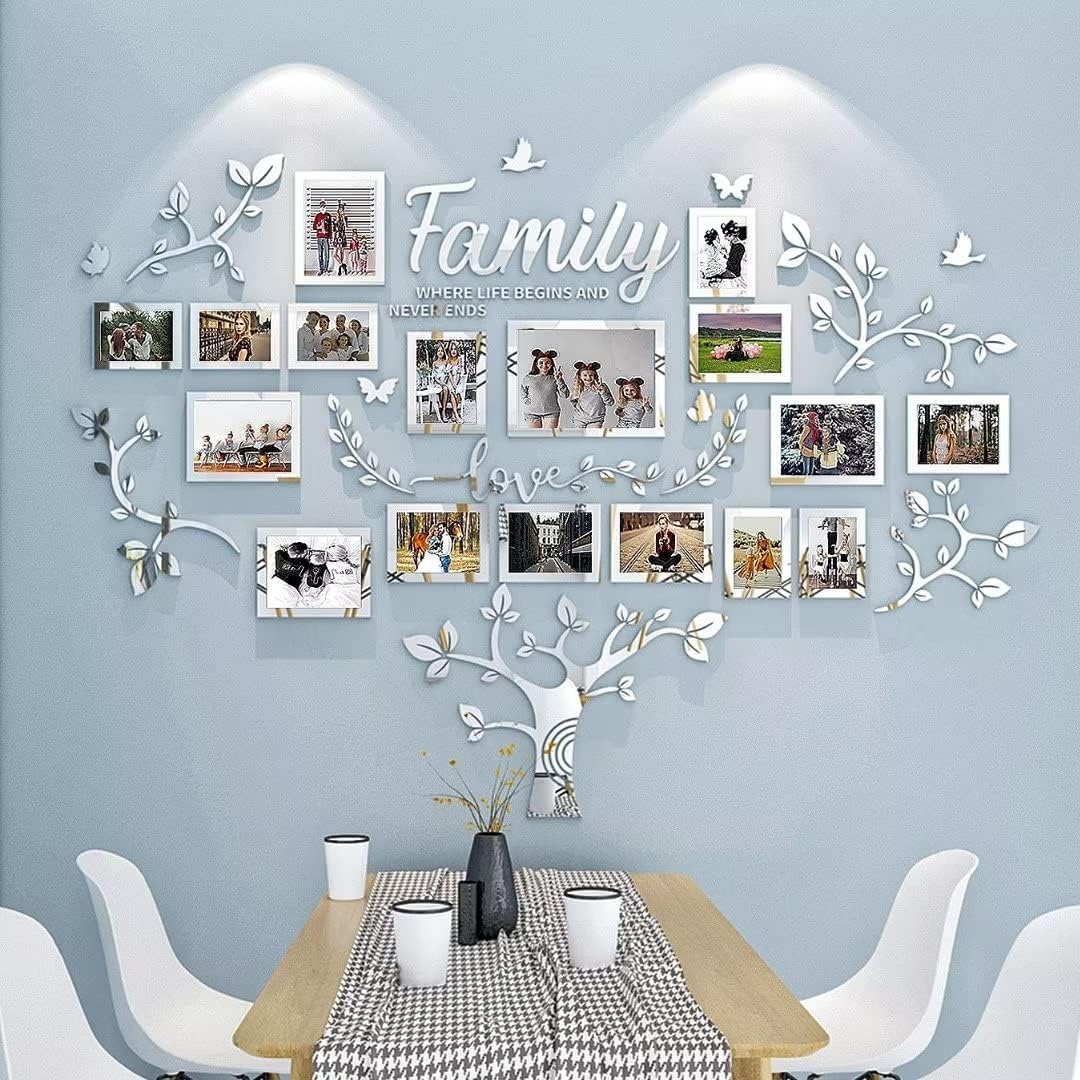 Árbol Pegatinas de Pared 3D Árbol Familia Marcos de Fotos DIY Murales Stickers Decoracion para Salón Habitacion