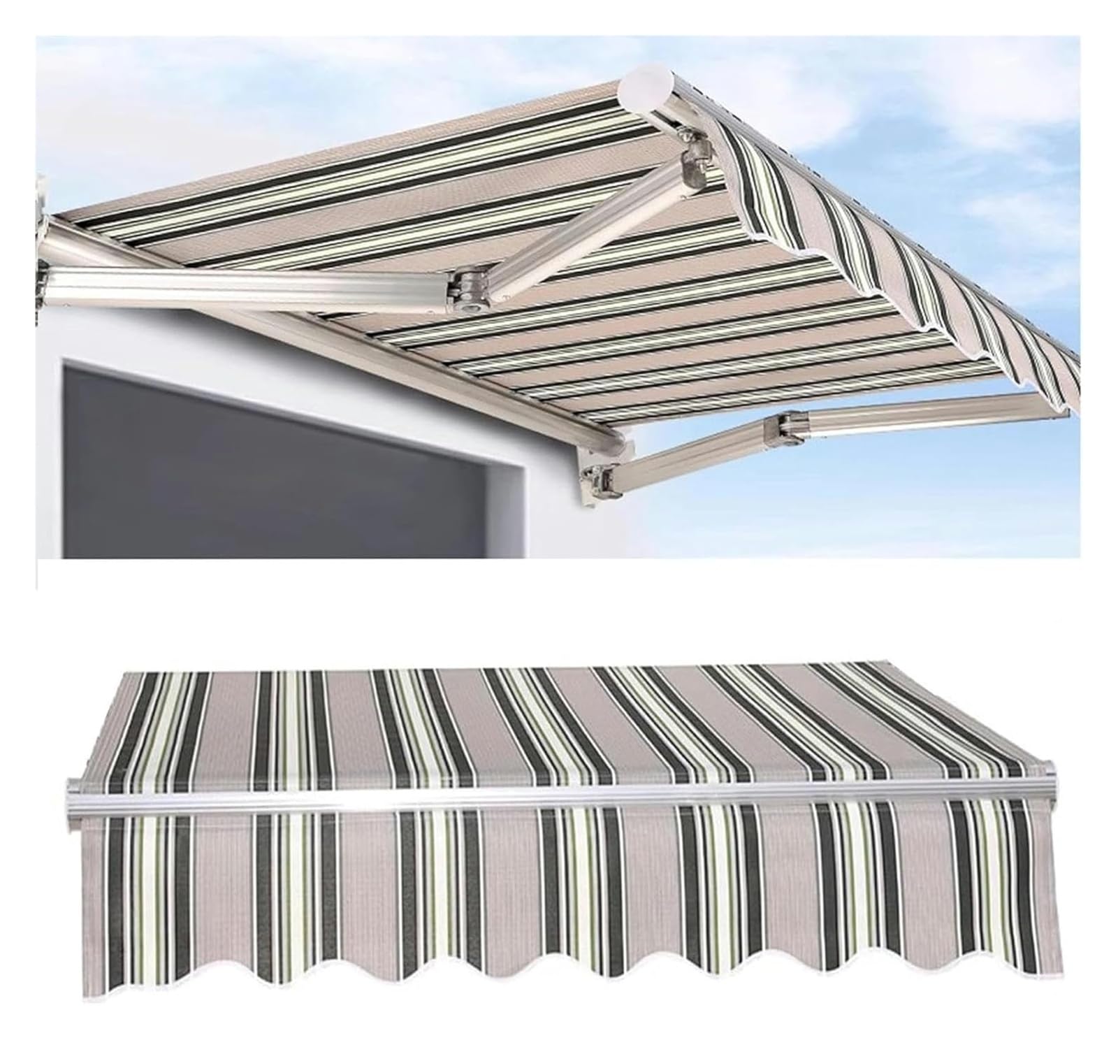 Wysuwana wodoodporna tkanina markizy tarasowej, na zewnątrz, na taras i balkon (4 x 2,5 m), ochrona przed promieniowaniem UV, łatwa ręczna instalacja, rozwiązanie zastępcze