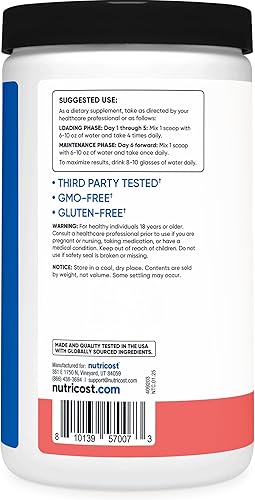 Miniatura 4 de Nutricost - Monohidrato de creatina en polvo (sandía, 17.64 onzas500 gramos), suplemento de creatina micronizada, vegano, sin OGM, sin gluten