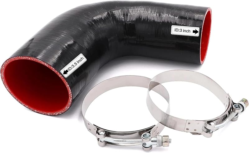 Mangueira de silicone redutora 90° TuoLauthon para tubulação de turbo, diâmetro interno de 3 a 3,5 polegadas – 1 unidade