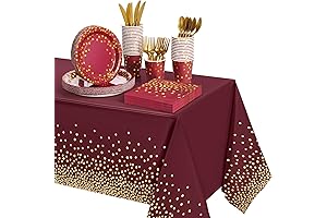 Burgundy, Gold, and White Party Decorations Set Serves 36 Guests