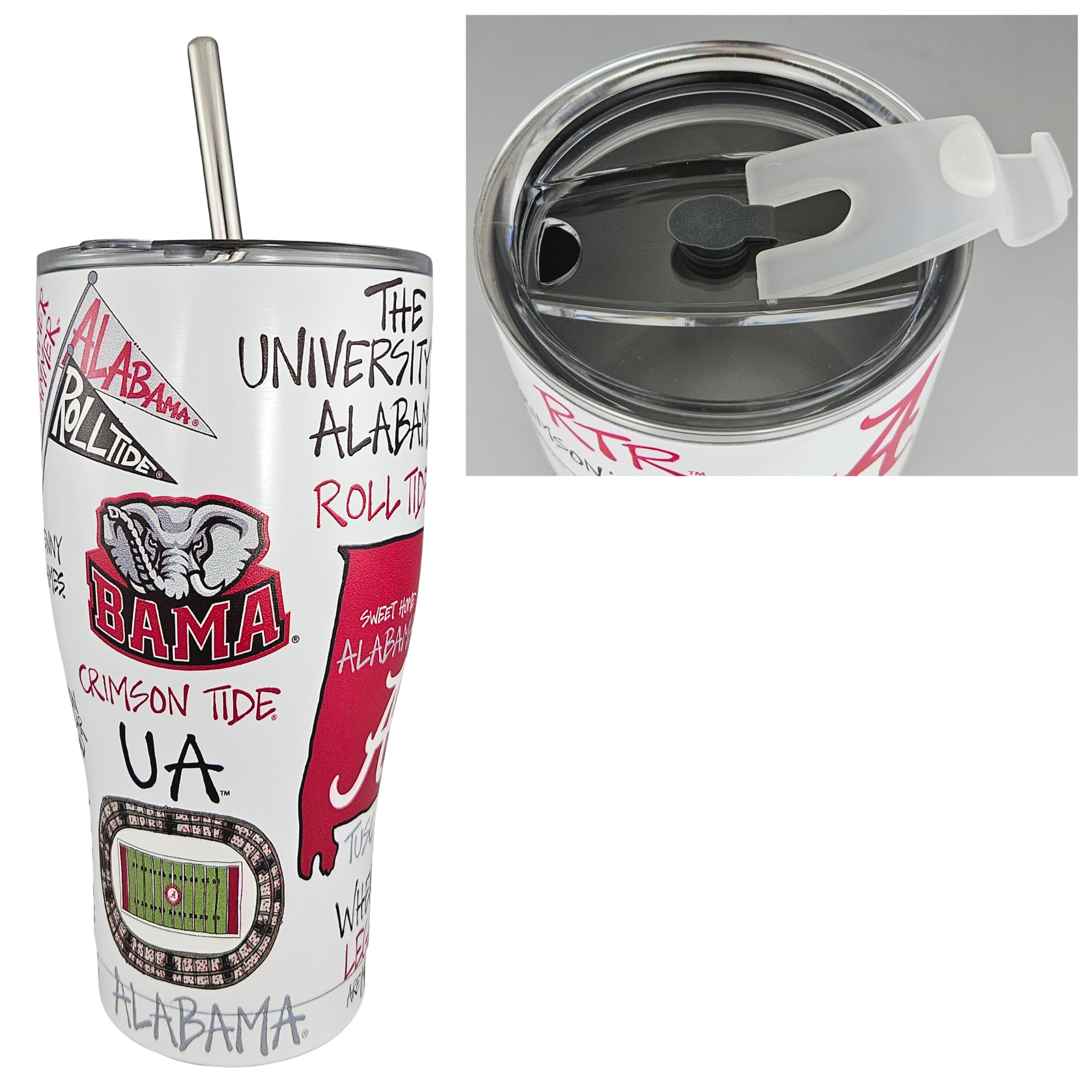 Amazon.com: University of Alabama 30oz Stainless Steel 3D Icon Travel Mug  High Performance Double-Walled Thermos w/Convertible Lid & Straw   Insulated Decorative NCAA Beverage Tumbler  For Hot or Cold Drinks :