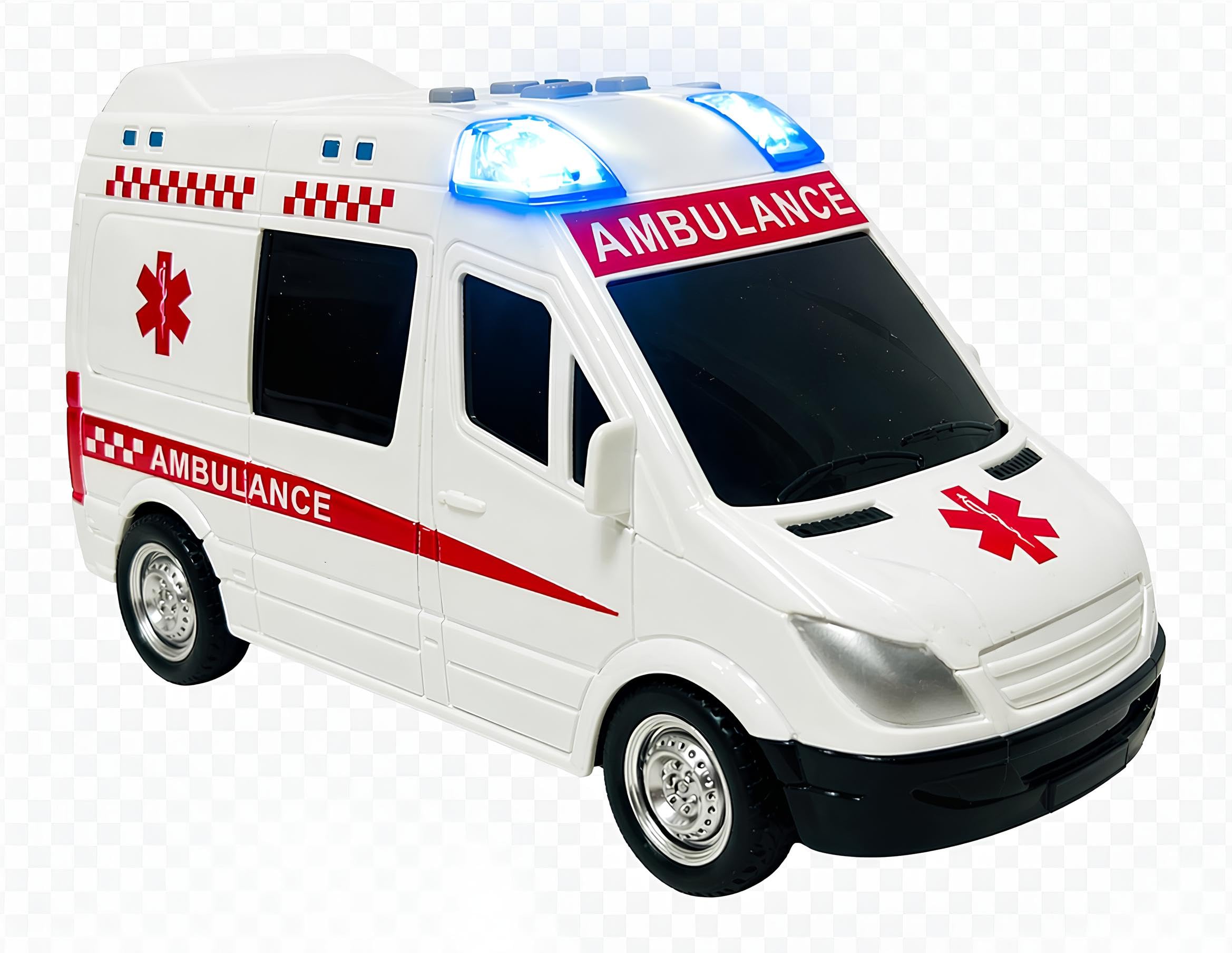 Ambulancia - Juguete con luces y sonidos reales, movimiento de embrague, ambulancia, grande, 18 cm, primeros auxilios con luces y sonidos, ambulancias para niños, con movimiento de embrague, sirenas