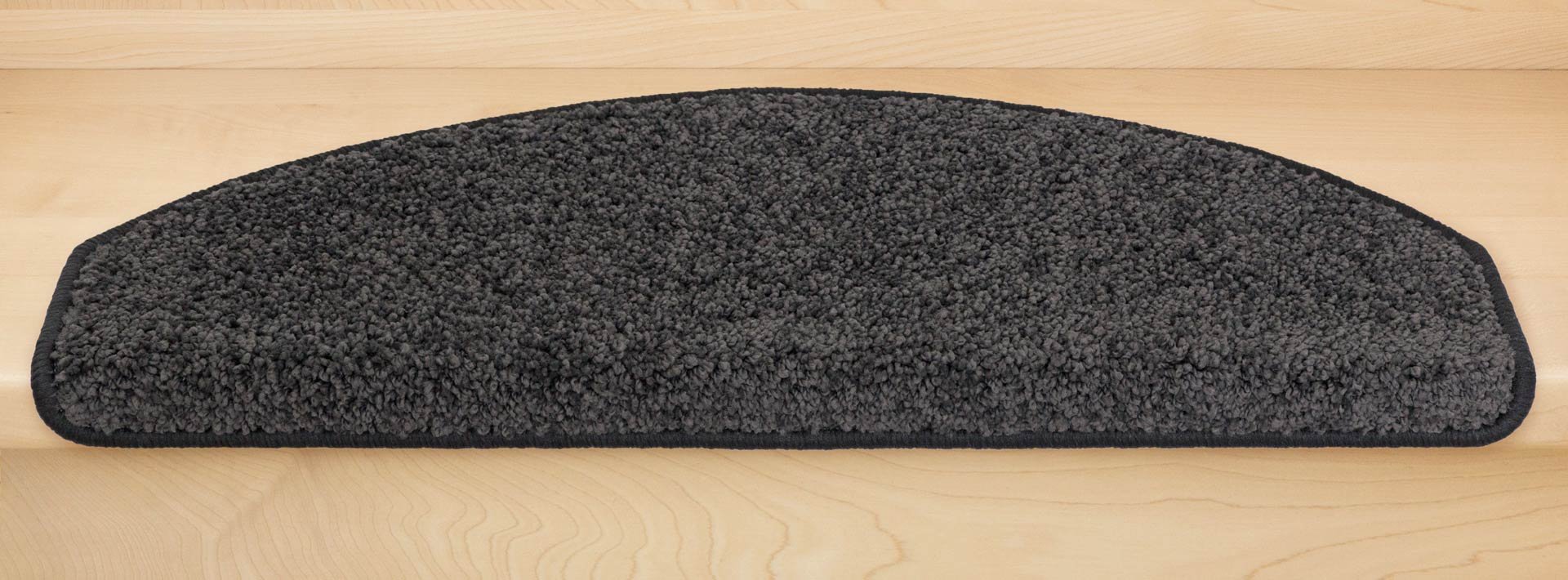 Kettelservice-Metzker Stufenmatten, Treppenteppich Marseille Halbrund - Trittfläche: ca. 65x24cm Dunkelgrau 10 Stück