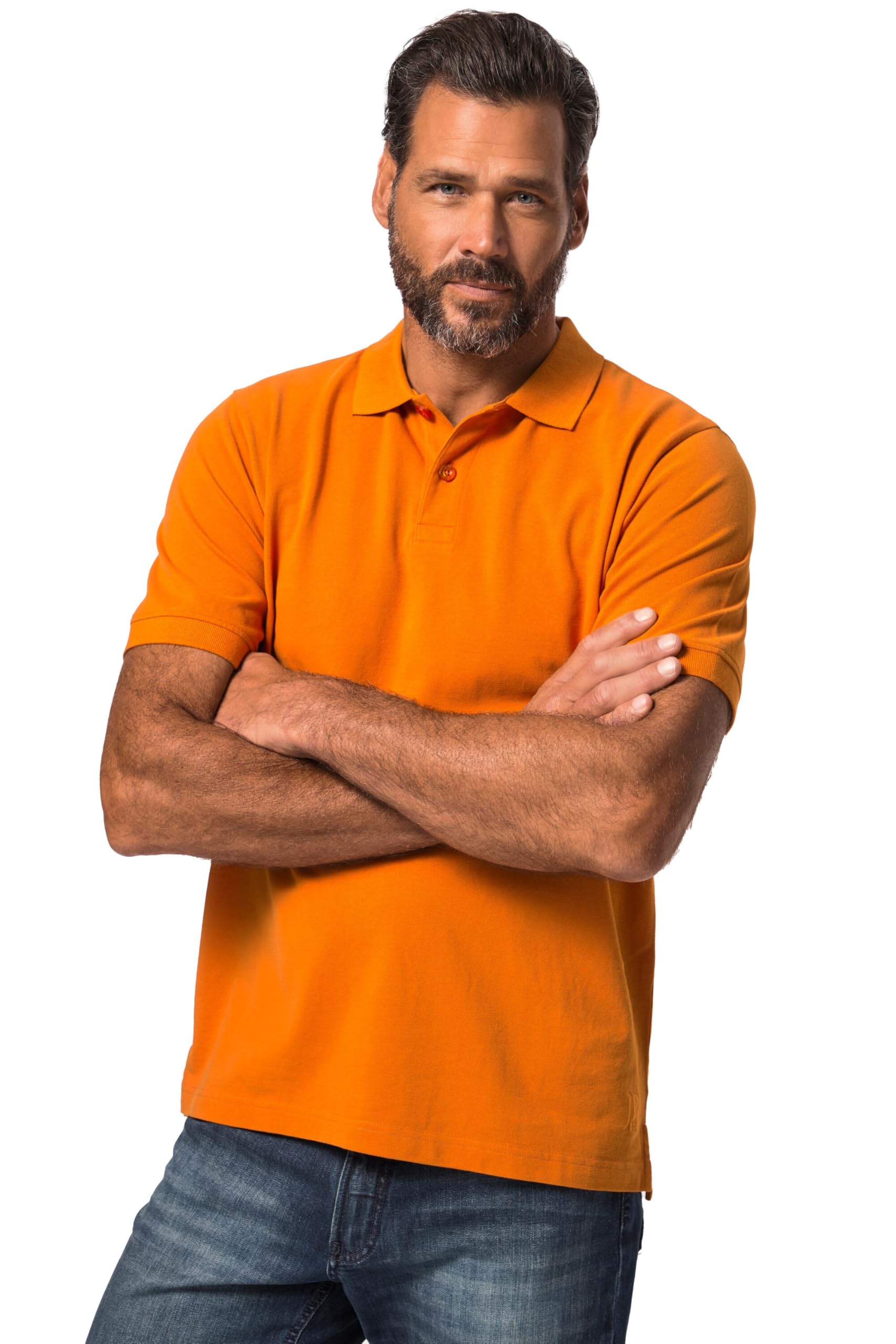 JP 1880 Men's Pique Polo Shirts, Dark Orange, XXL