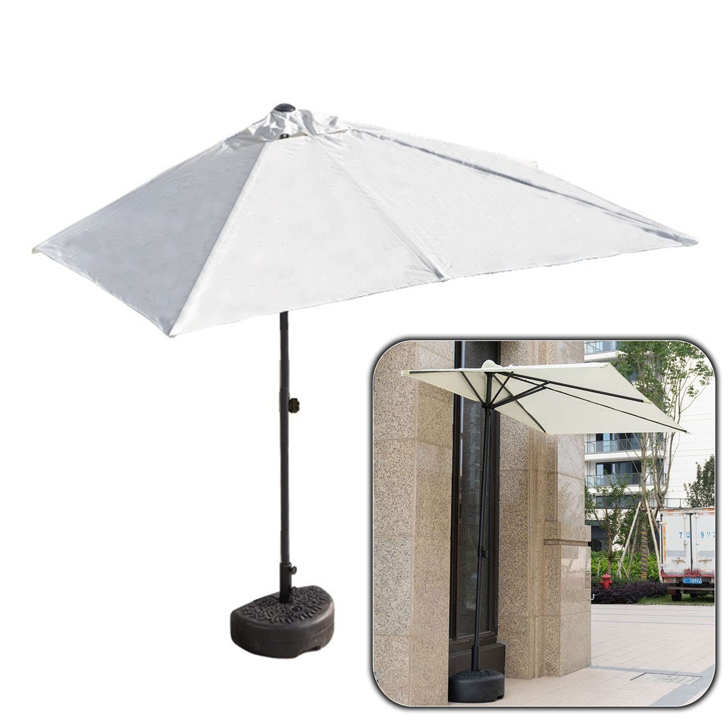 WQPMNYG Half Patio Umbrella 250x130CM Outdoor Sune with Stand WeatherResistant Stable for Balcony Garden Pool (Color: Green)