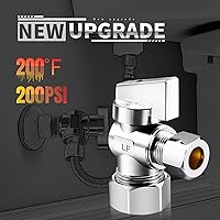 Vista 5 de Paquete de 2 válvulas de latón prémium (1/2 pulgada nominal comp) 5/8 pulgadas OD Comp x 3/8 pulgadas OD compresión de cuarto de vuelta ángulo