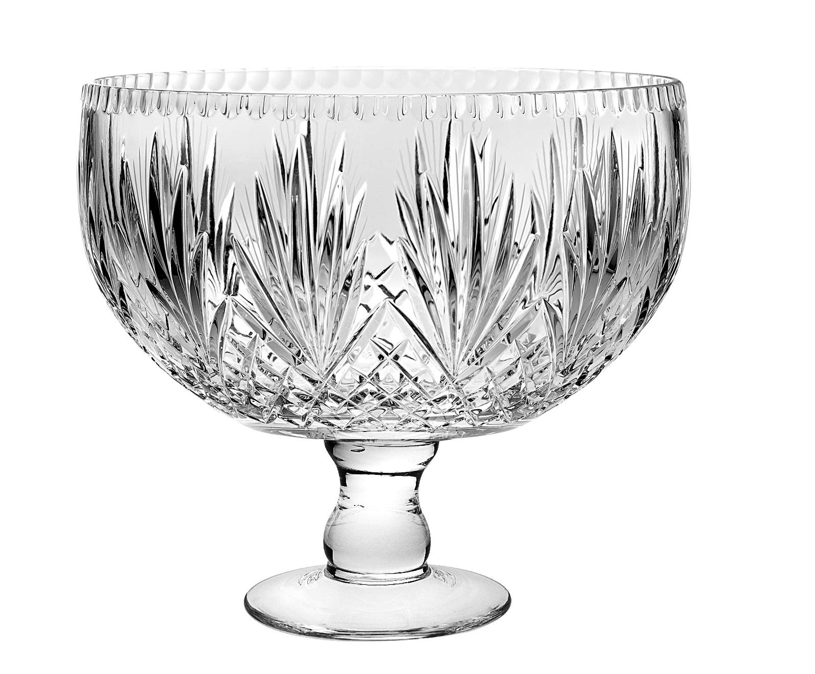 Barski - European Crystal - Handmade - Large Centerpiece Footed Bowl -Punch Bowl - 12" D - (12" Diameter ) - 270 oz - 8.5 quarts - Made in Europe