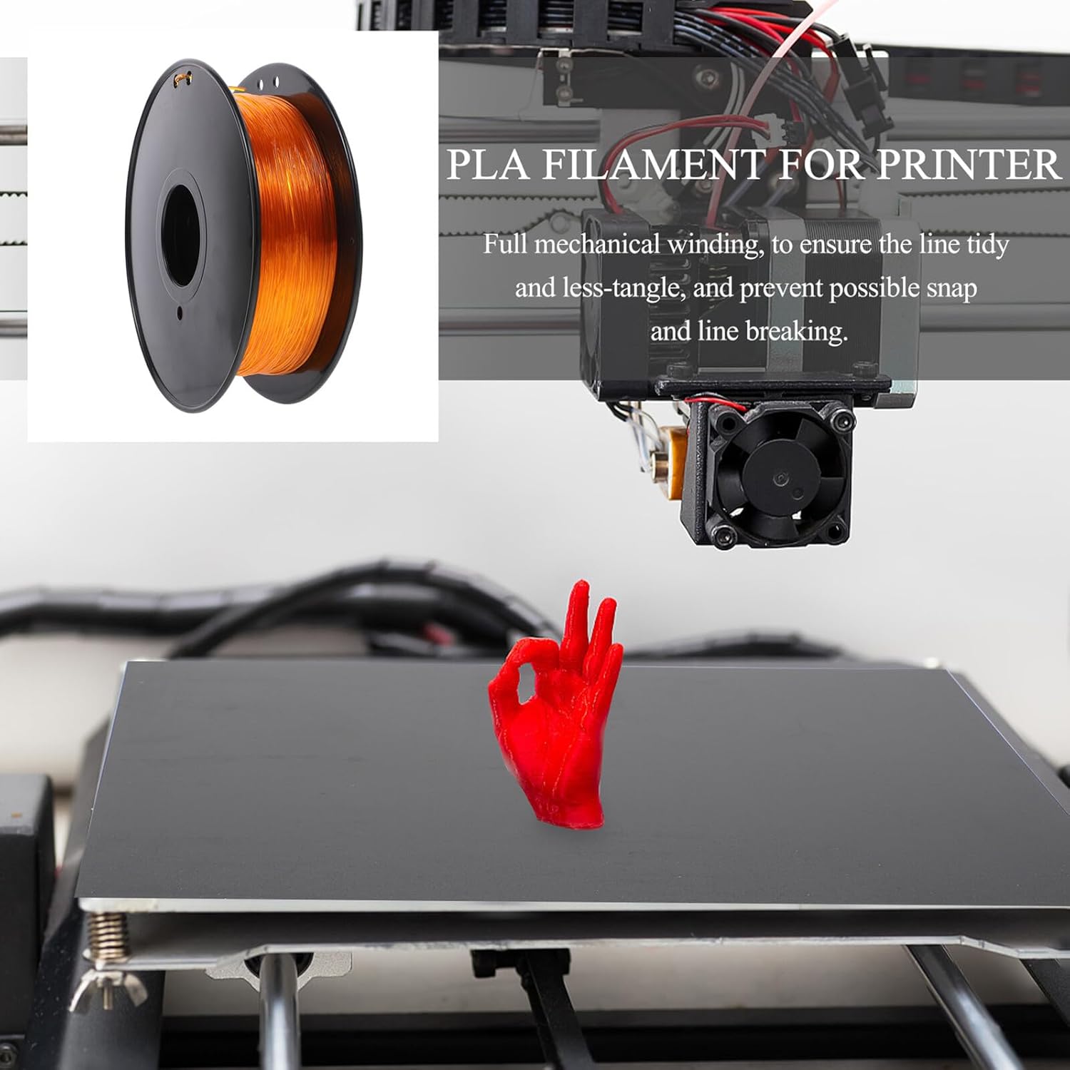 GALPADA TPU Printer Filament Flexible Transparent Orange Printing Material for Printers Wear-Resistant Durable Printing Supplies