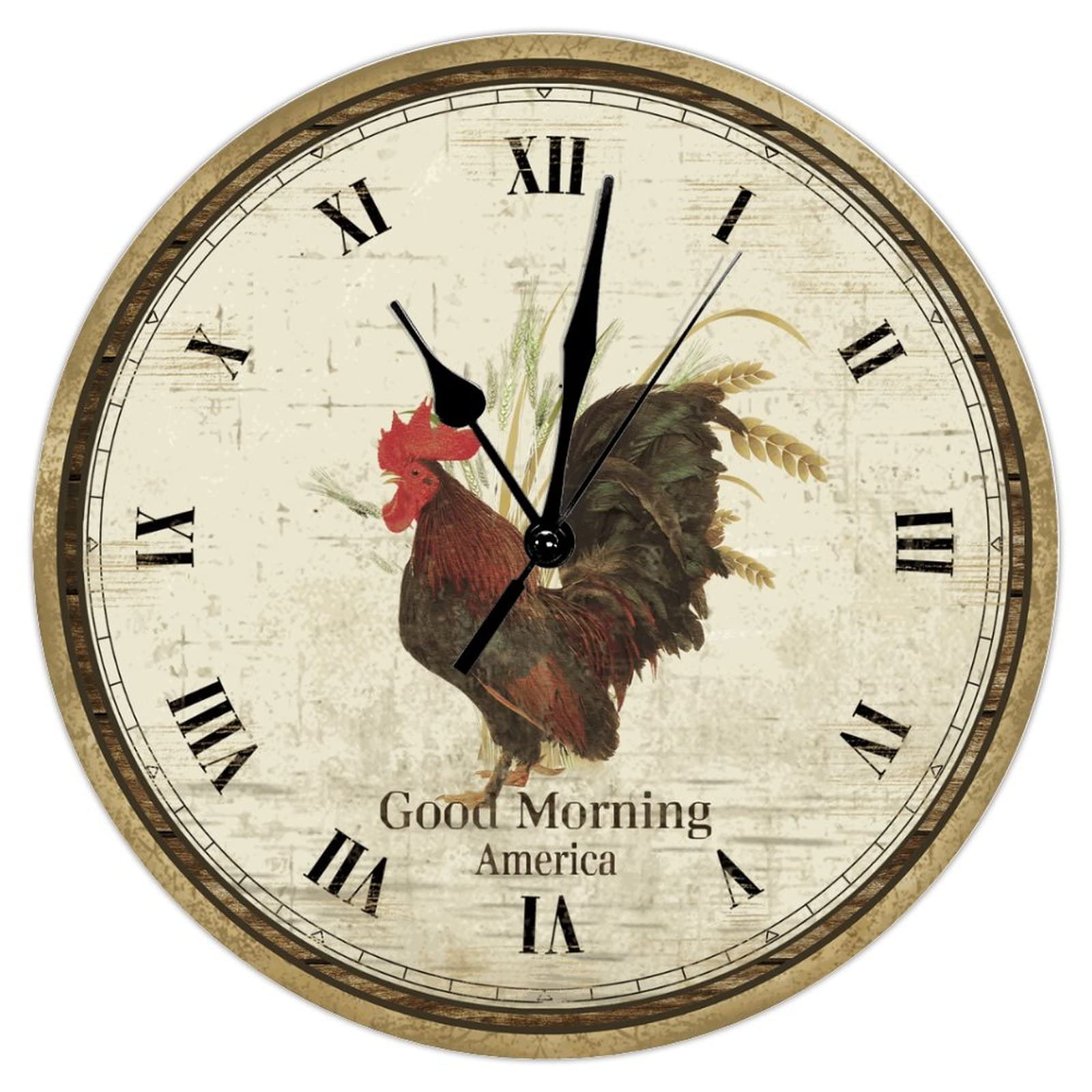 Horloge murale silencieuse coq 38 cm pour salon sans bruit de tic-tac