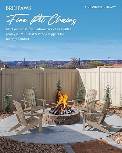 Miniatura 6 de BRIOPAWS Adirondack - Juego de 2 sillas  Grano de madera  Silla para hoguera  De gran tamaño  Plástico de polietileno de alta densidad  Resistente a