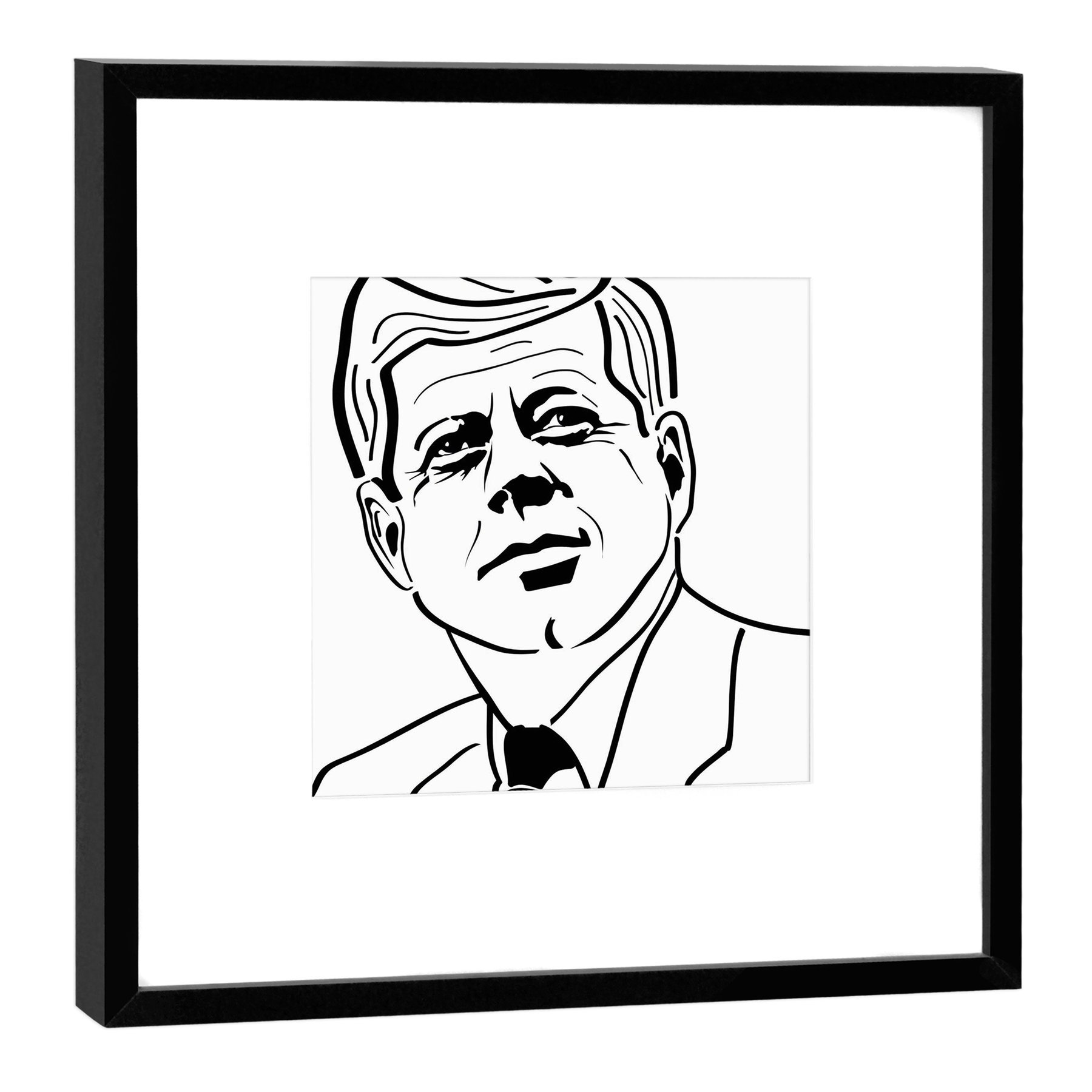 Tableau imprimé en bois de policier noir 27x27 cm de John F. Kennedy