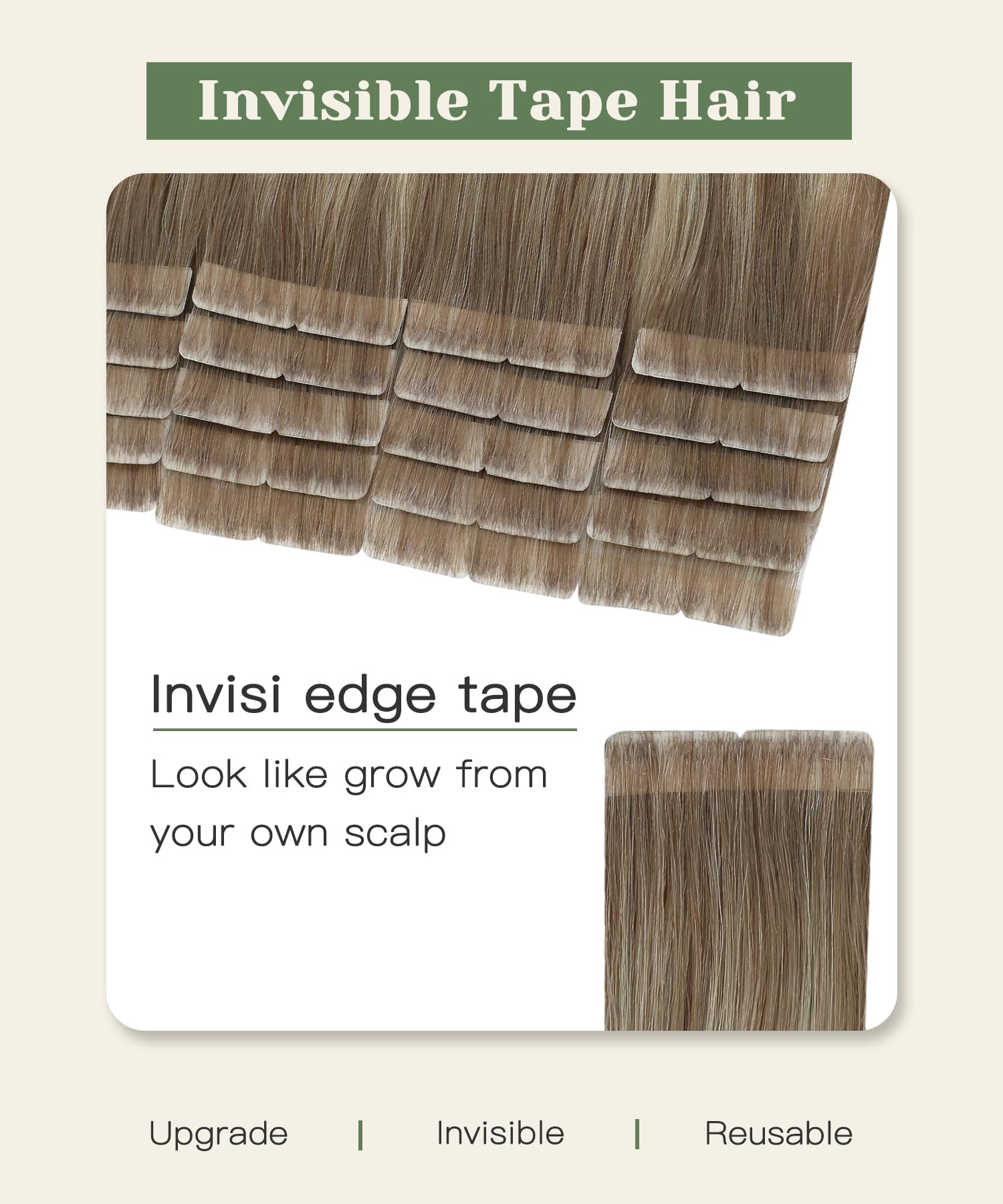 SURNEL Injected Tape in Hair Extensions 18Inch Light Brown Fading to Platinum Blonde Natural Real Hair Extension Upgraded Seamless Remy Invisible Skin Weft Straight 20 Pcs 40g(#860-18) - Image 2