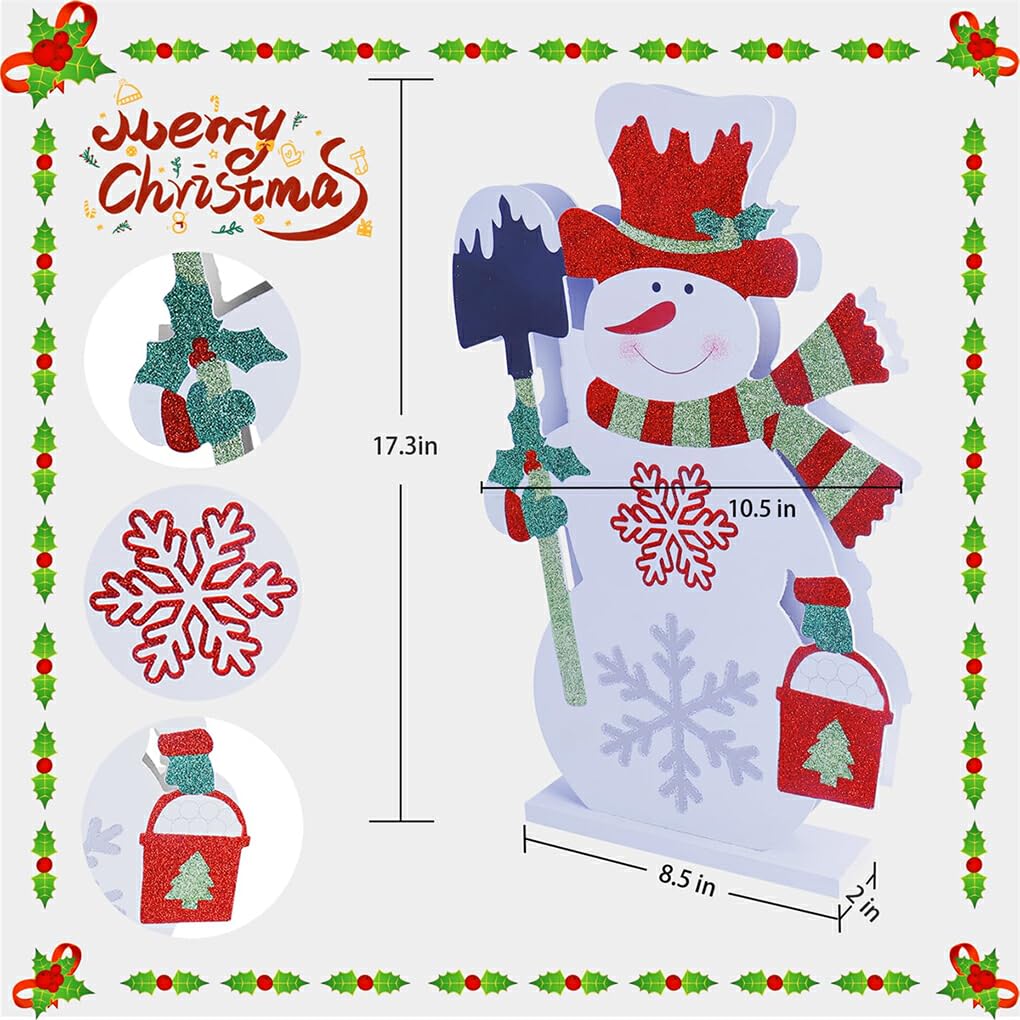 Figurine de Bonhomme de Neige, décoration de noël, décorations en Bois, Signe de noël, Taille Bonhomme de Neige