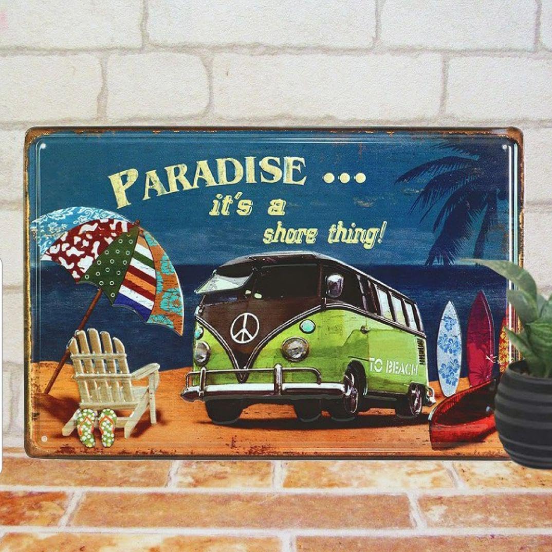 Amazon.co.jp: デザイン看板eワーゲンバス 黄緑pポスターvwグッズ 