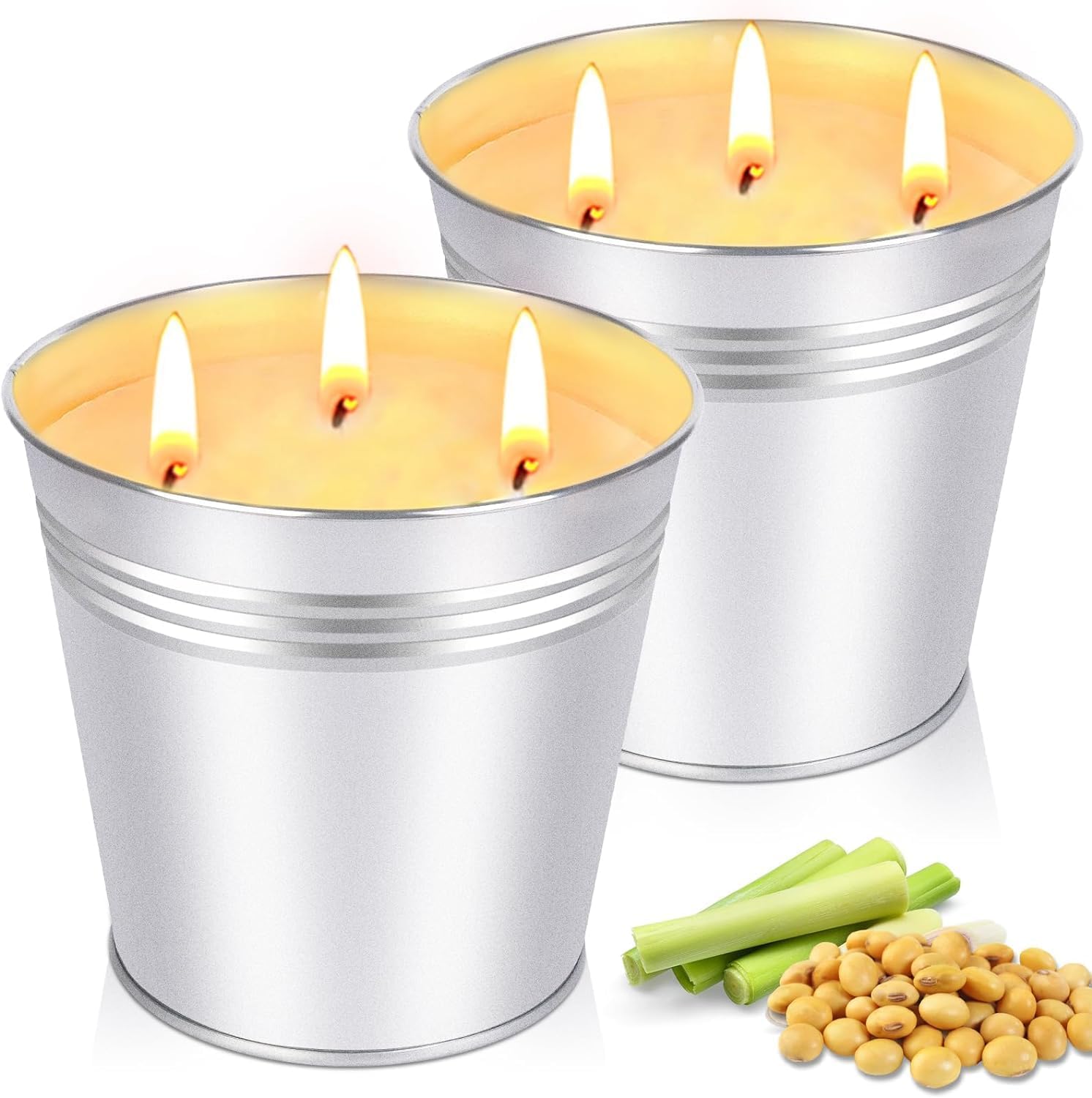 Citronella Candles Outdoor - Large 34oz Citronella Candle for Patio up to 200 Hours Burning, 3-Wick Summer Outdoor Candles Bulk for Home,2pcs Soy Wax