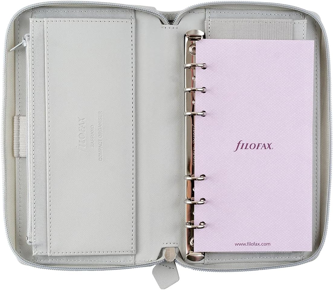 Filofax Saffiano Personal Compact Zip Organiser - Granite