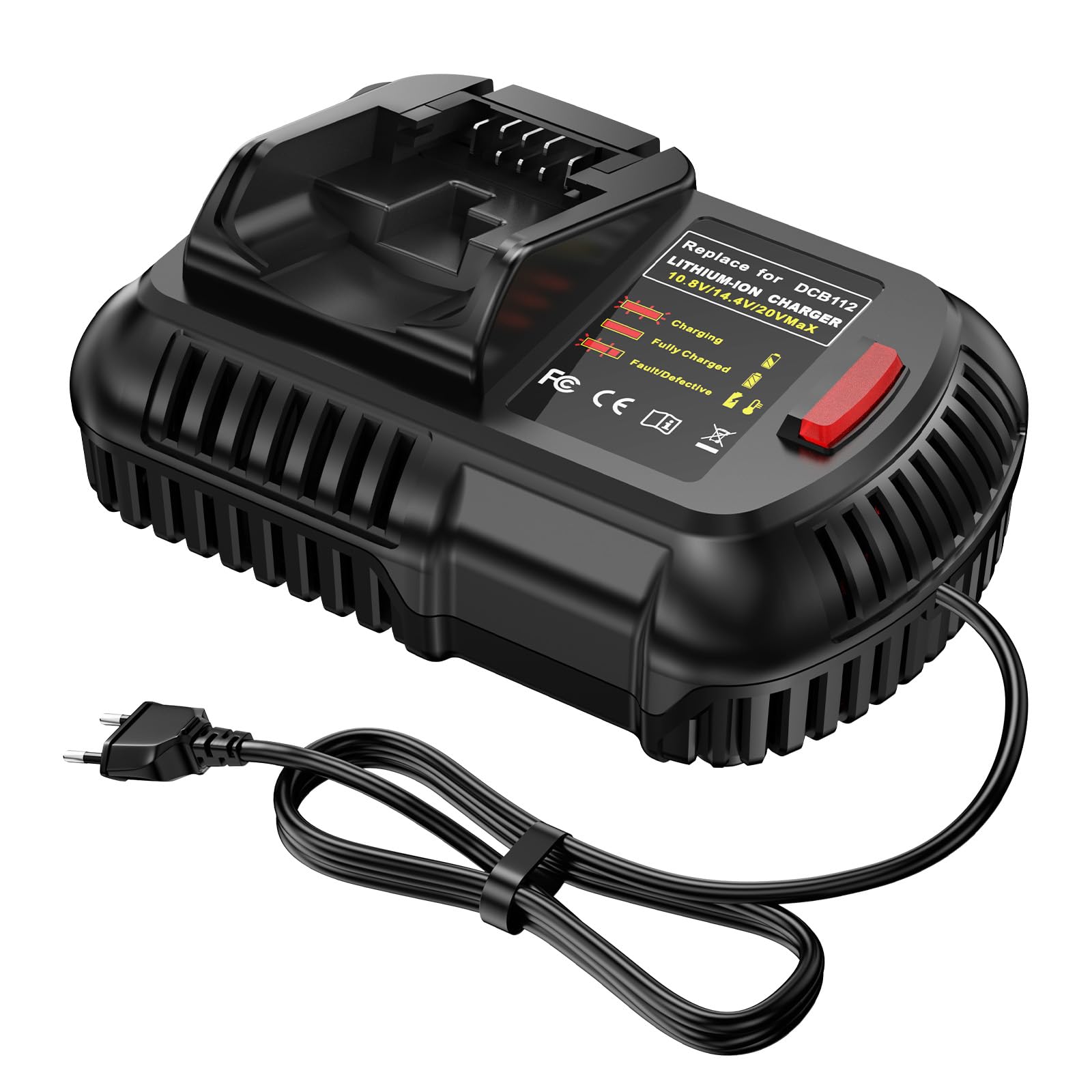 Cargador de batería para DeWalt 10.8V 12V - 18V 20V batería, 2.0A Cargador rápido para DeWalt DCB115 DCB204 DCB205 DCB206 DCB201 DCB120 DCB127