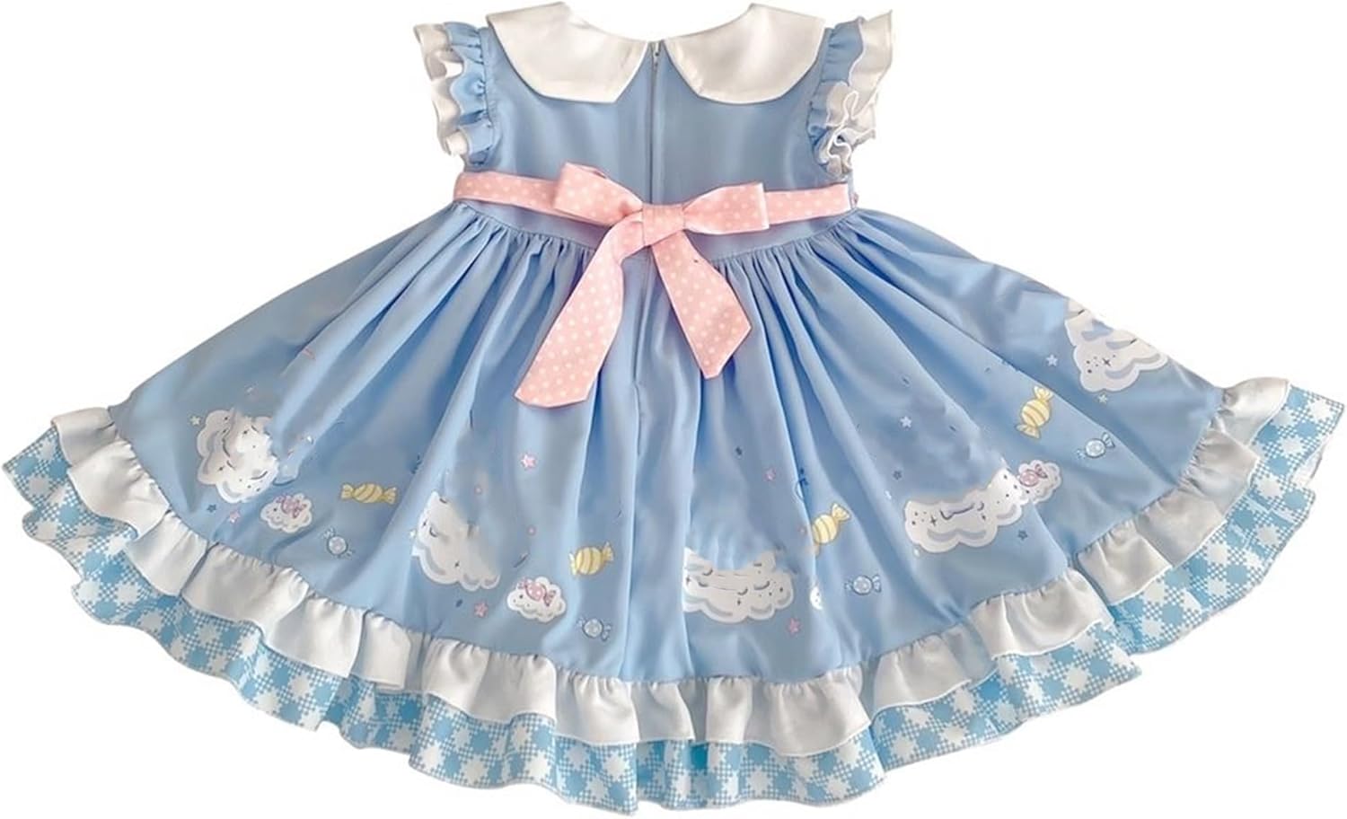 Girls Dress Cute Ruffle Sleeve Casual Dresses with Headband and Socks Halloween Birthday Party Outfits