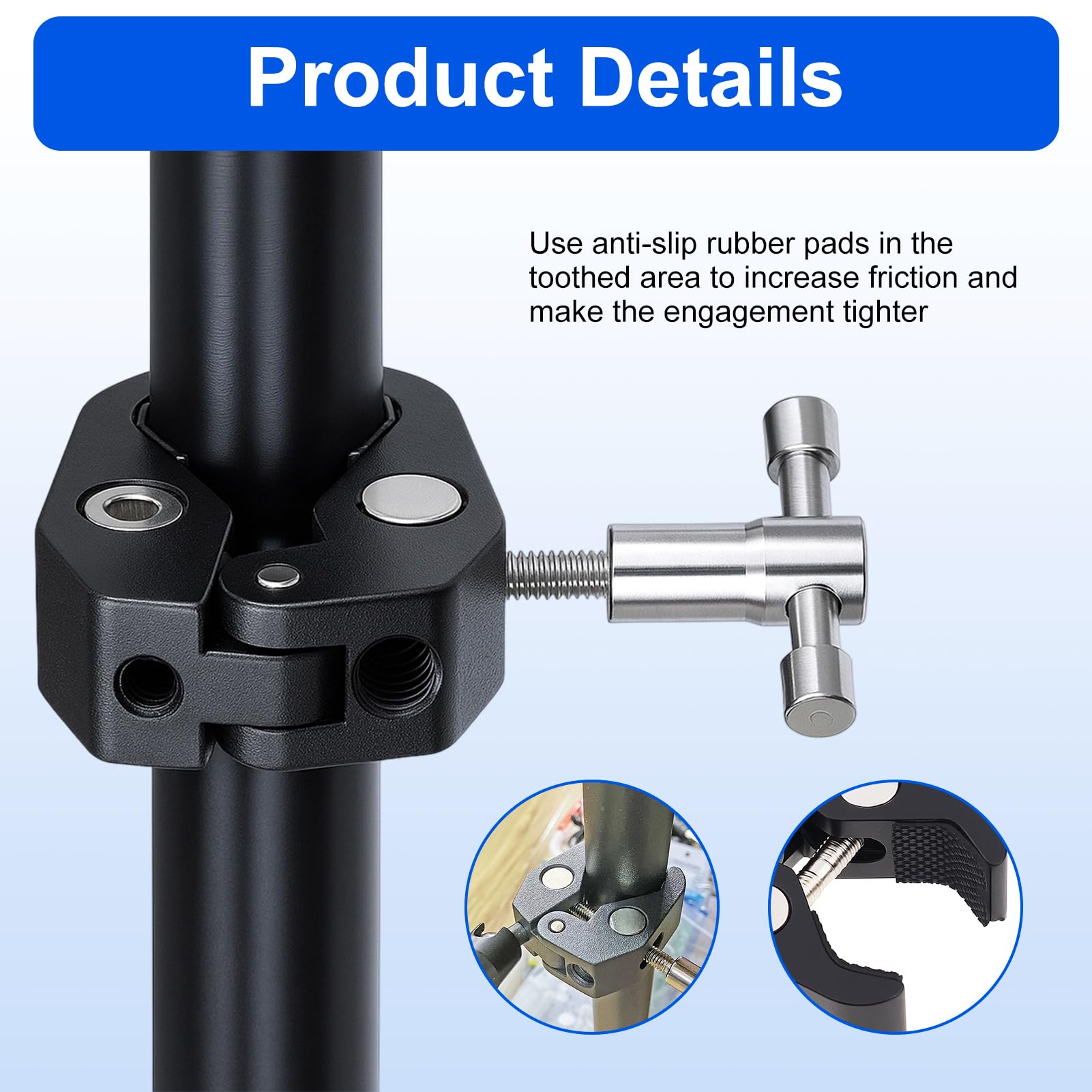 Lot de 2 Super Clamps pour appareil photo, Super Clamp avec bras magique, support de serrage universel pour filetages 1/4 et 3/8 pouces, alliage d'aluminium robuste, pinces antidérapantes pour apparei